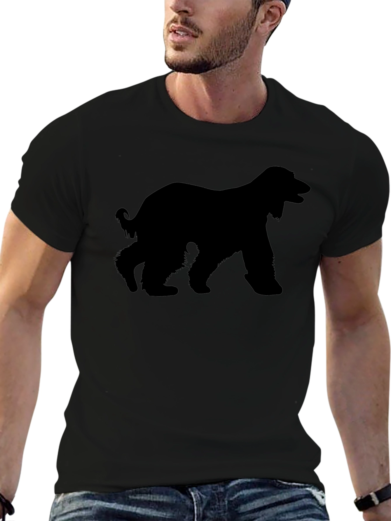 Afghan Hound Silhouette Graphic Tee - Black