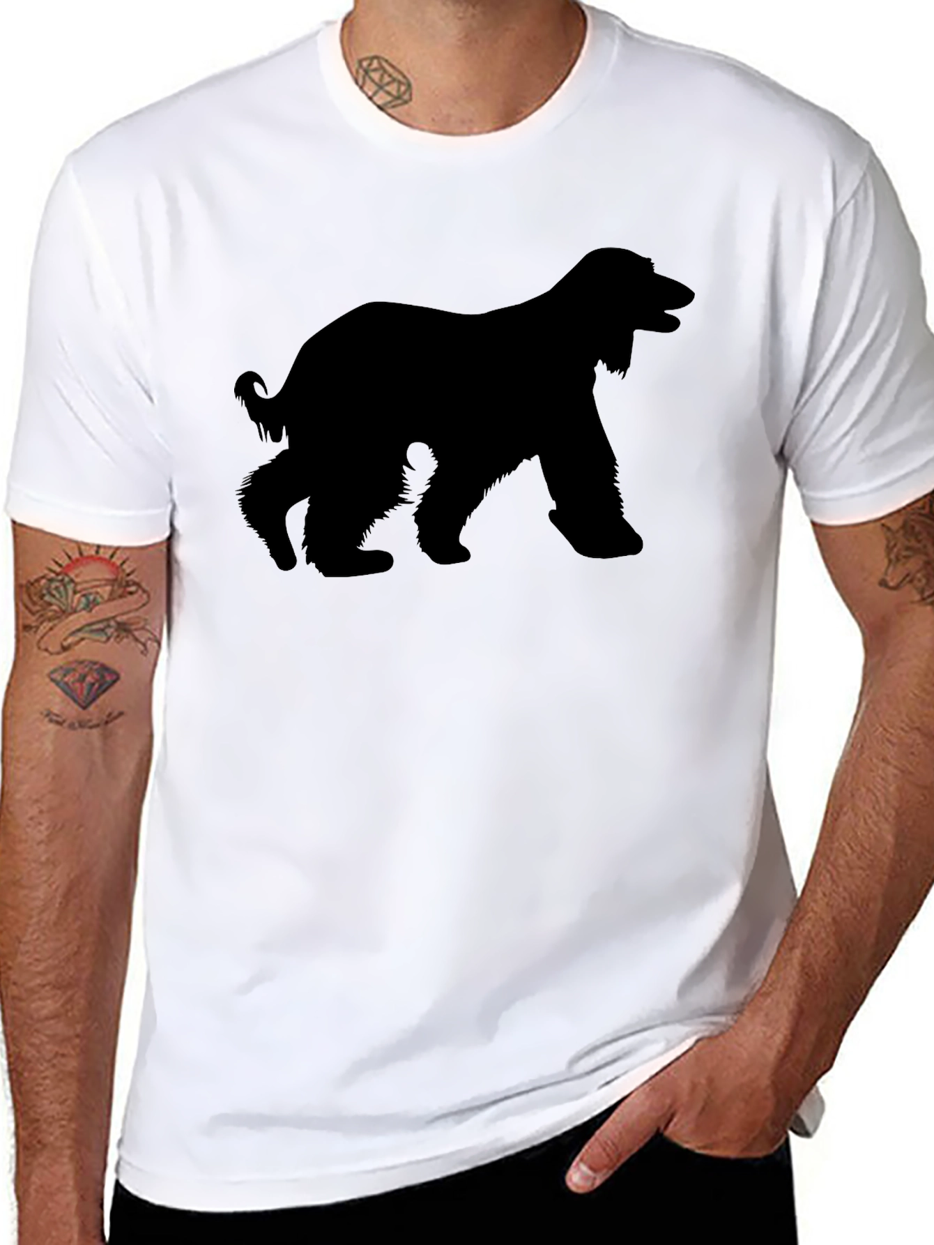 Afghan Hound Silhouette Graphic Tee - Black