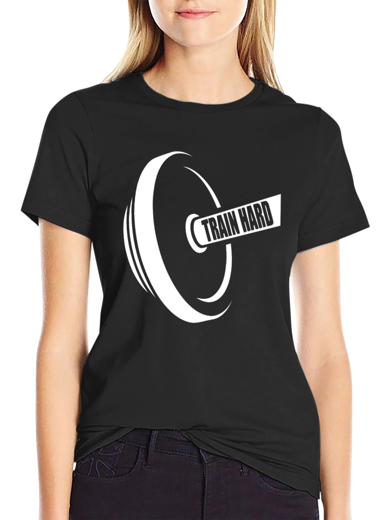 Train Hard Black T-Shirt Fitness Gym Motivation