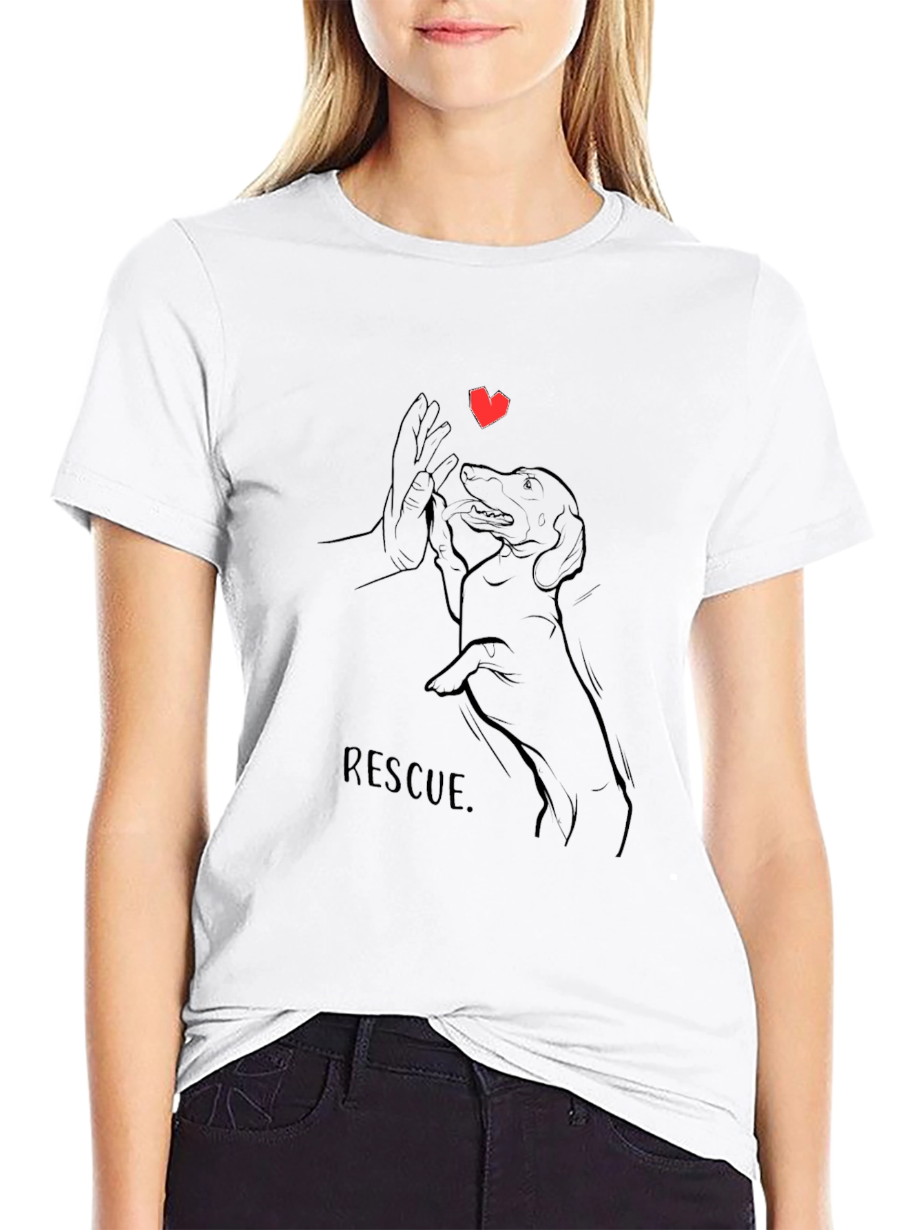 Rescue Dog T-Shirt -  Heart & Paw Design