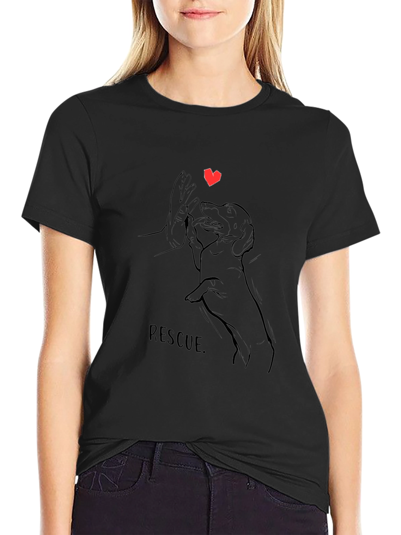 Rescue Dog T-Shirt -  Heart & Paw Design