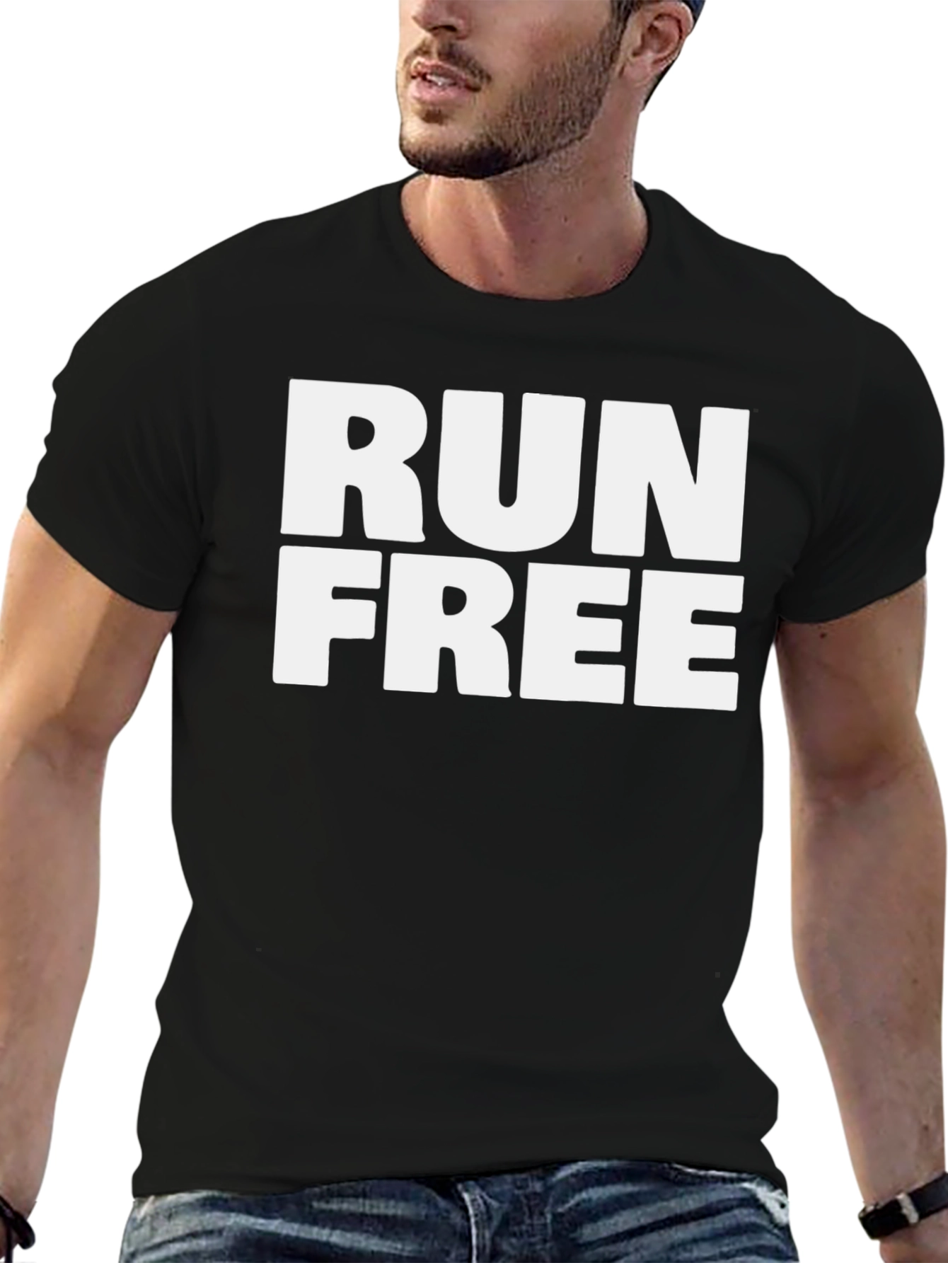 Run Free Black Graphic T-Shirt