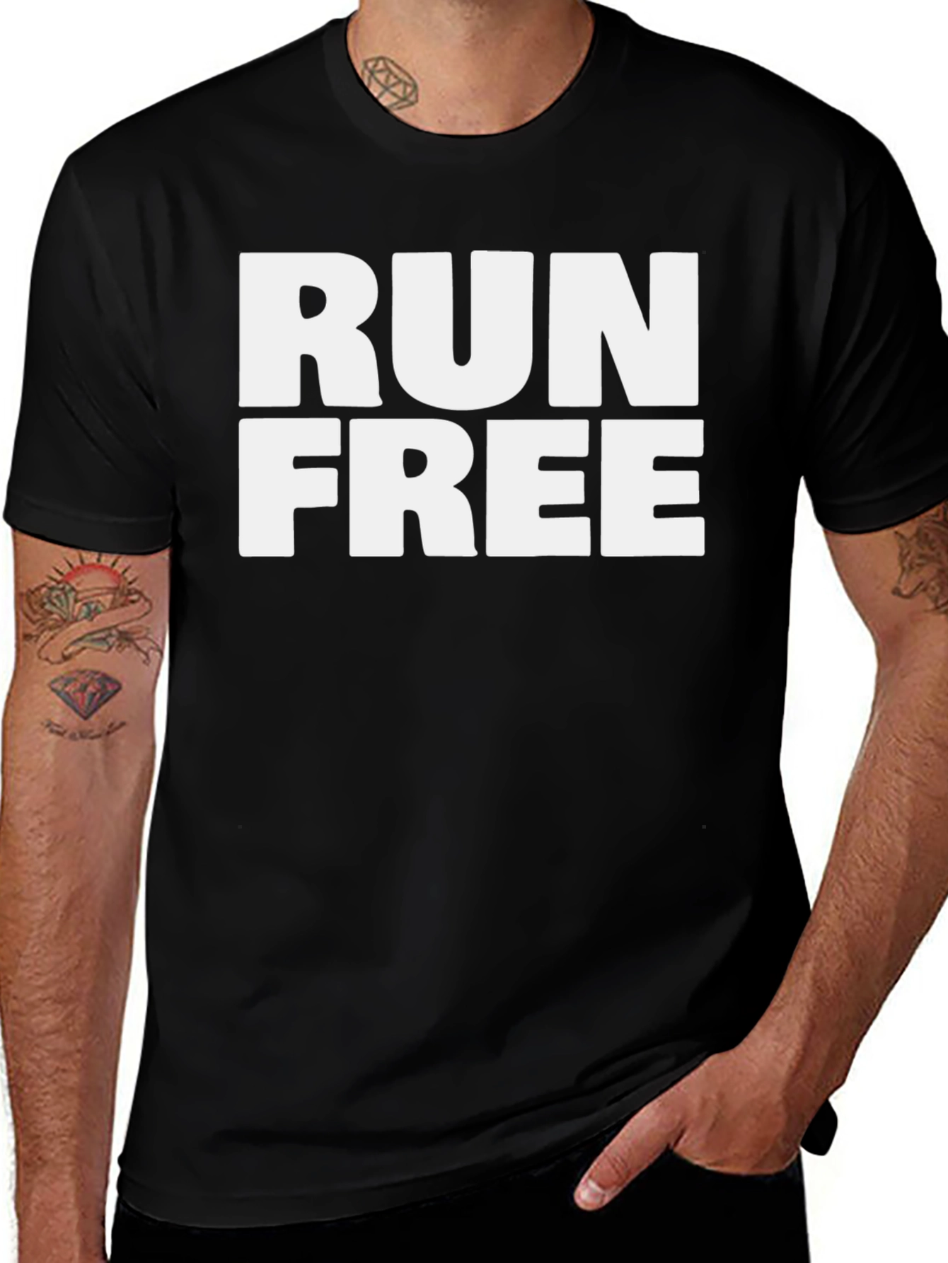 Run Free Black Graphic T-Shirt