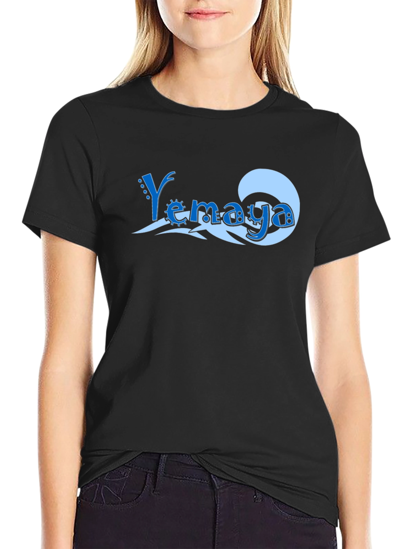Yemaya Wave Black Tee - Ocean Lovers Gift