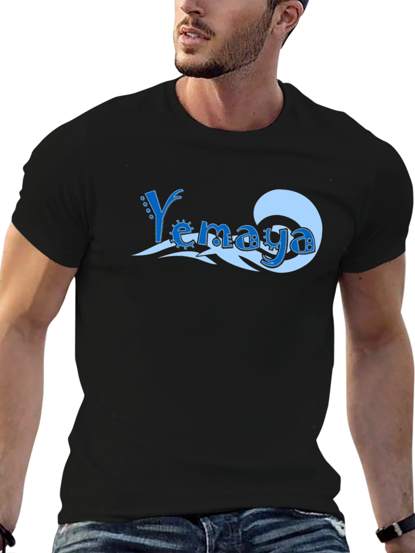 Yemaya Wave Black Tee - Ocean Lovers Gift