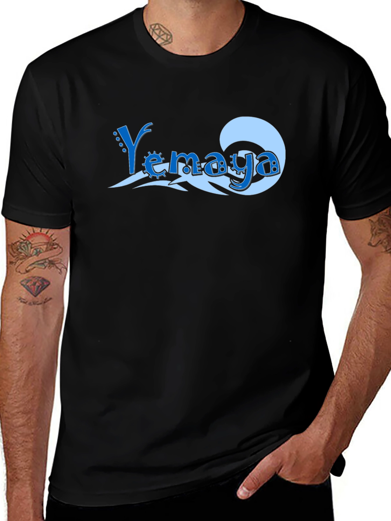 Yemaya Wave Black Tee - Ocean Lovers Gift