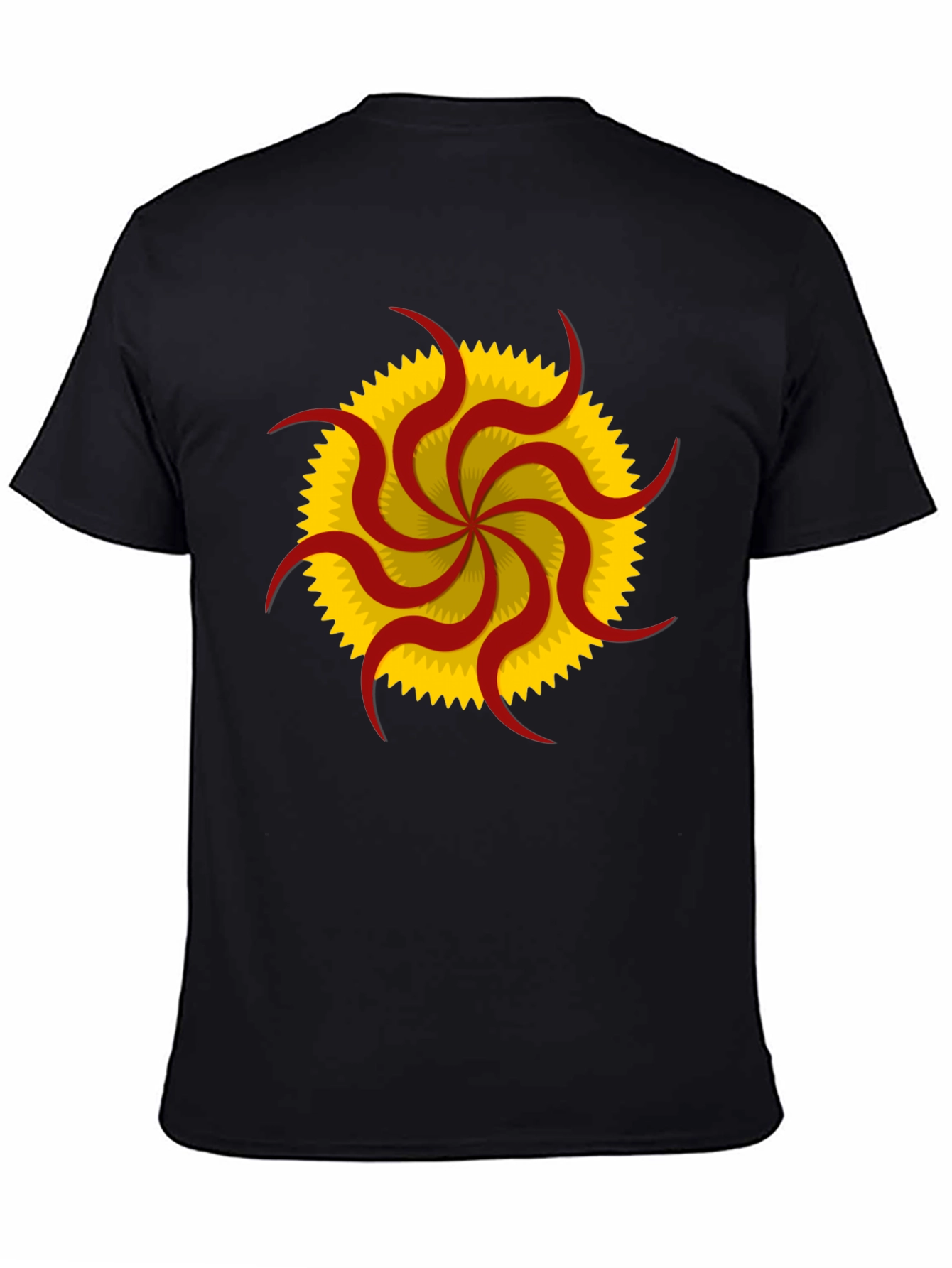Unique Sunburst Graphic Tee - Black Cotton Casual Shirt