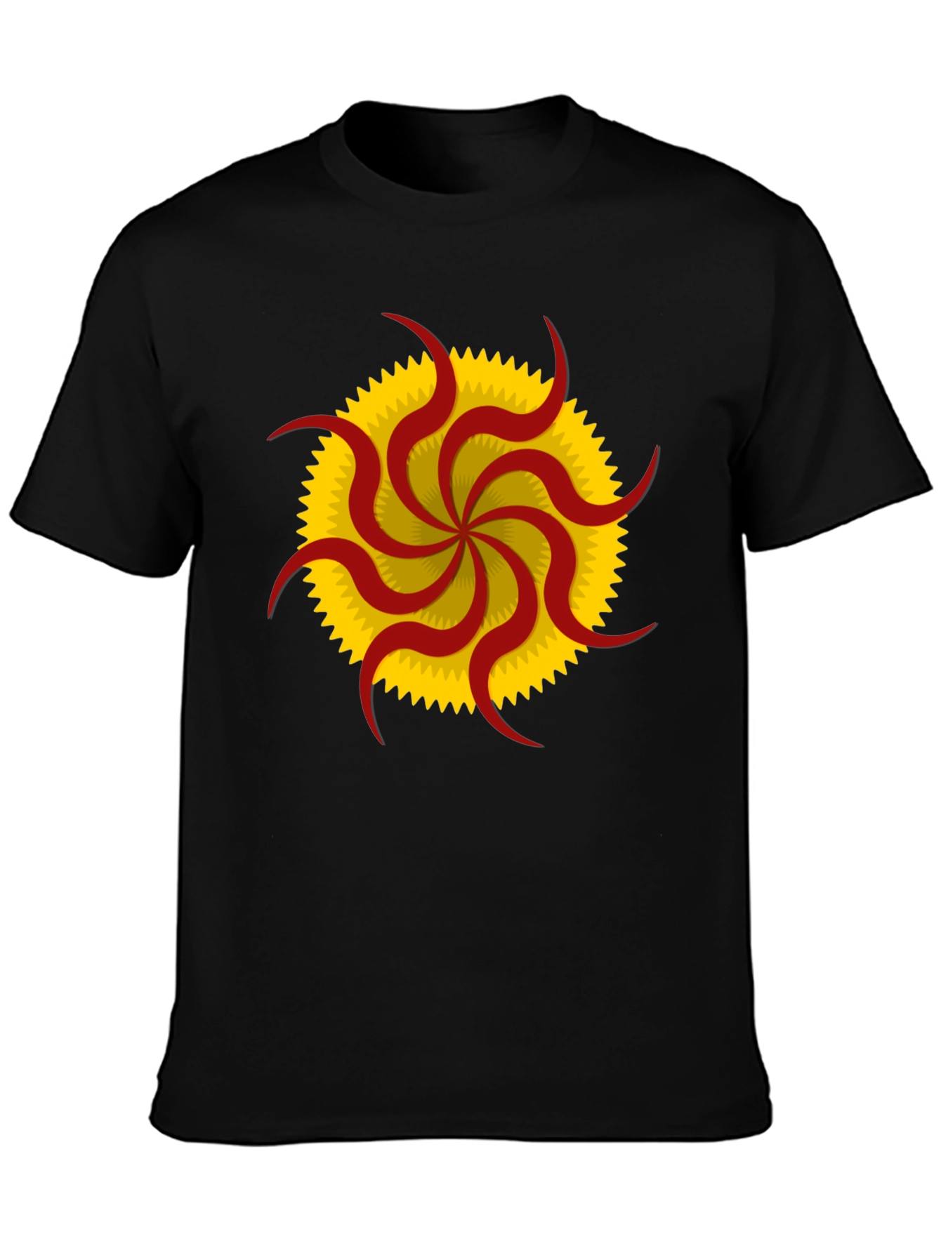 Unique Sunburst Graphic Tee - Black Cotton Casual Shirt