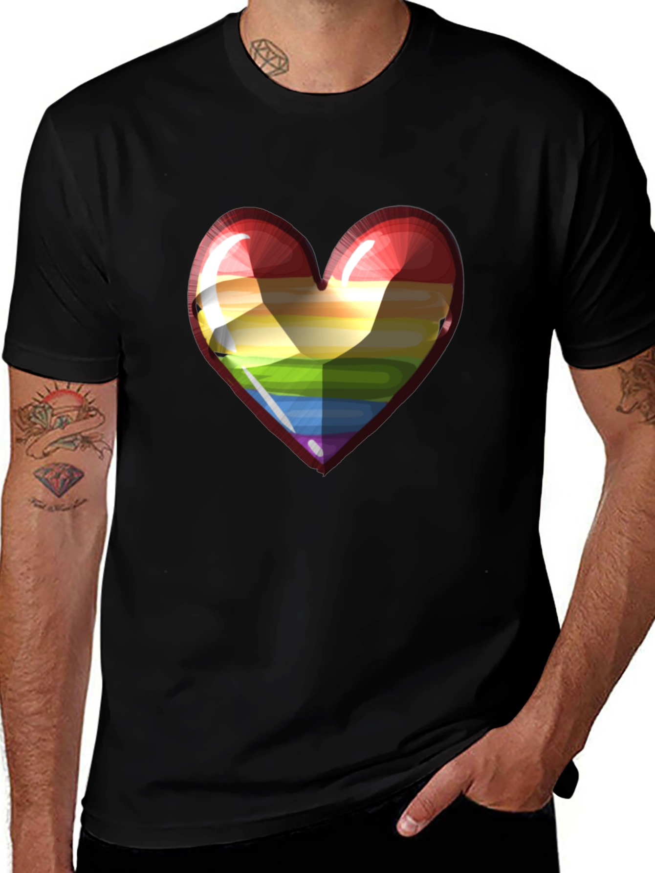 Rainbow Heart Graphic Tee - Pride & Love
