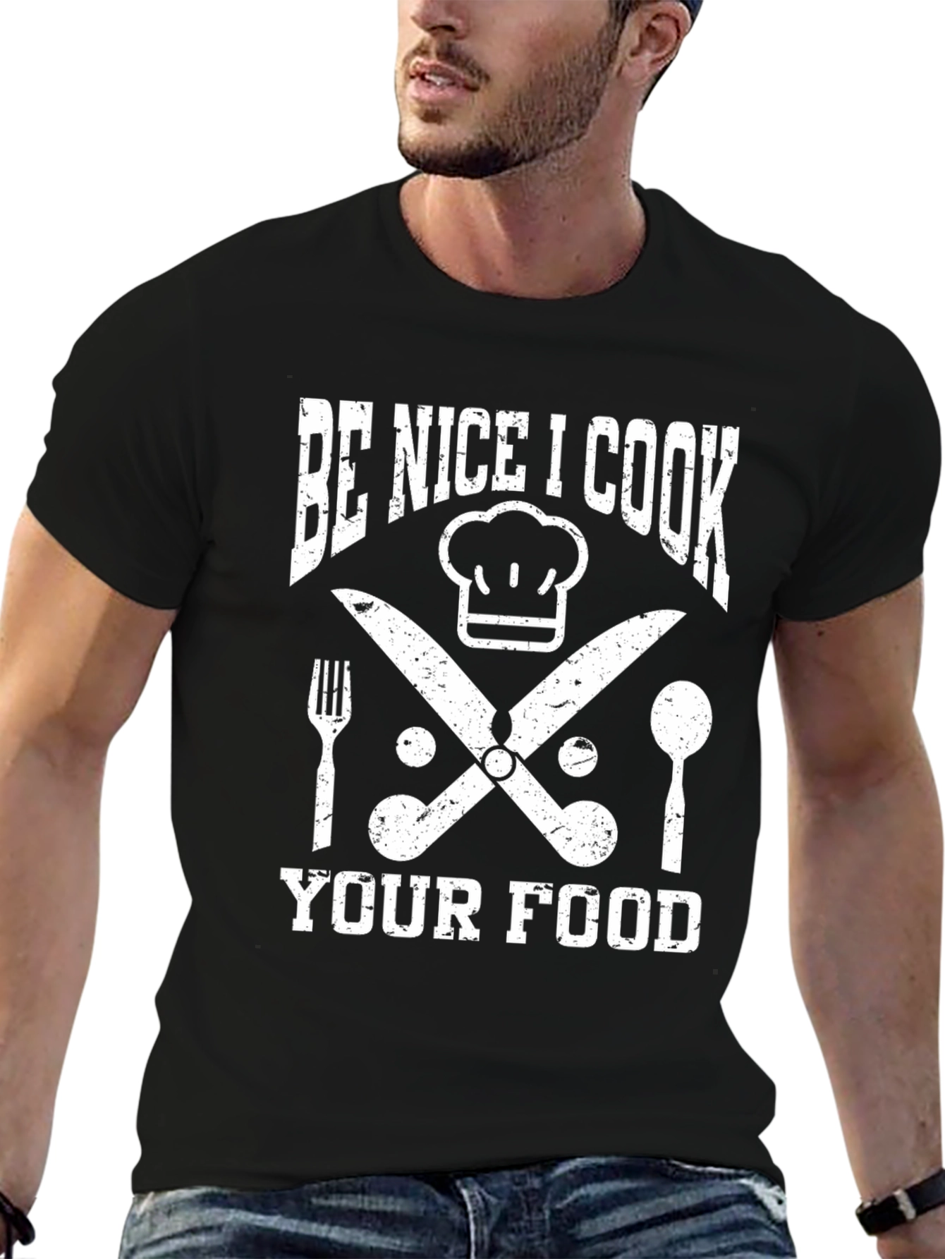 Be Nice I Cook Your Food Black Graphic T-Shirt