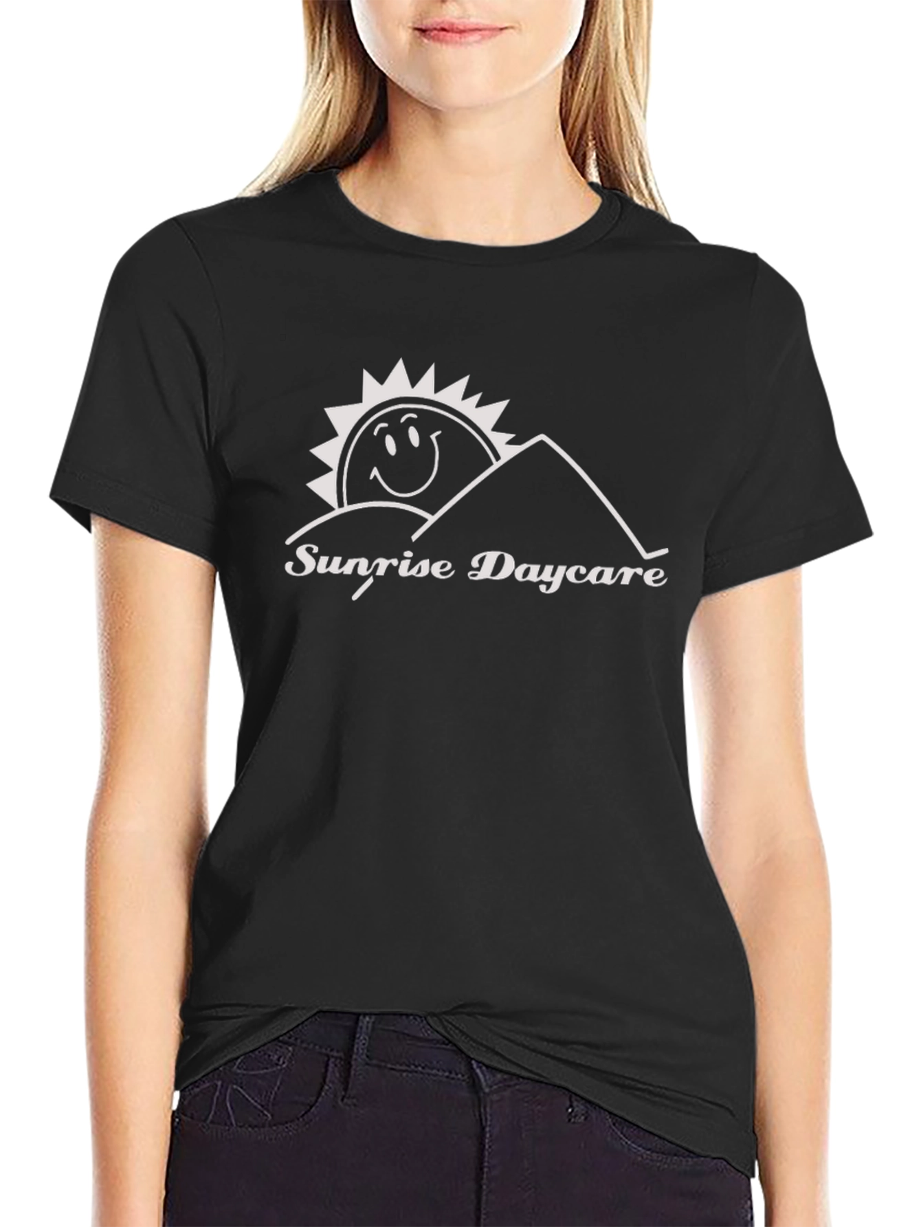Sunrise Daycare T-Shirt - Black Crew Neck