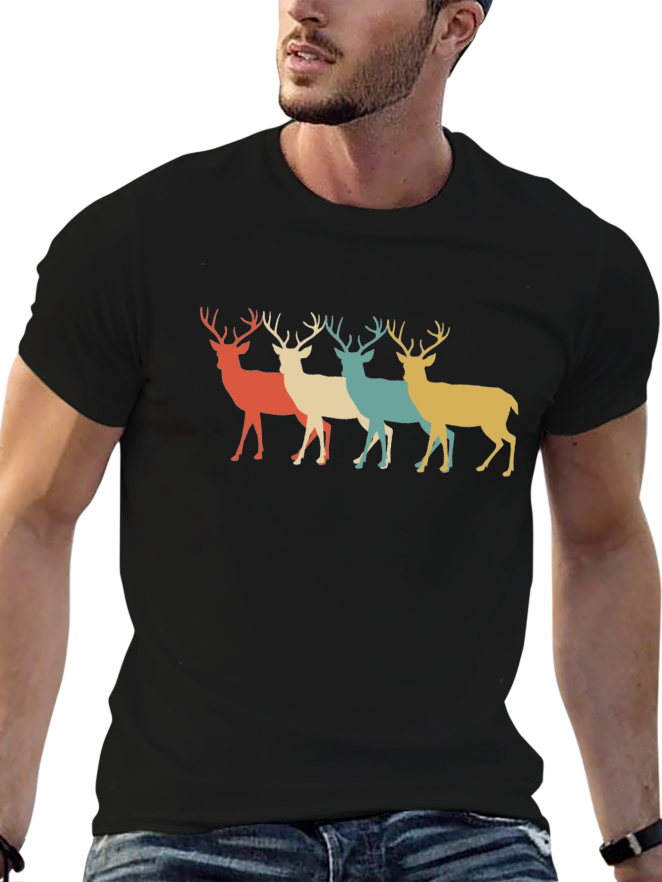 Retro Deer Silhouette Graphic Tee