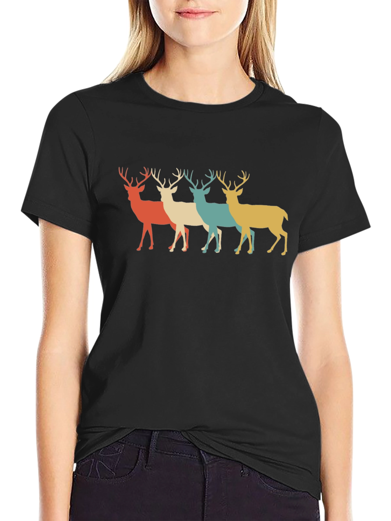 Retro Deer Silhouette Graphic Tee