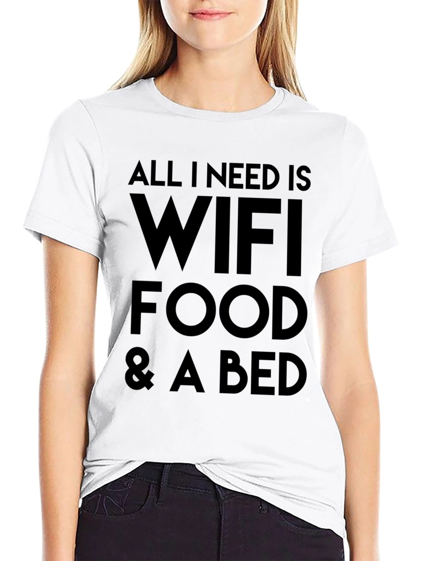 Wifi Food & Bed T-Shirt - Funny Novelty Tee