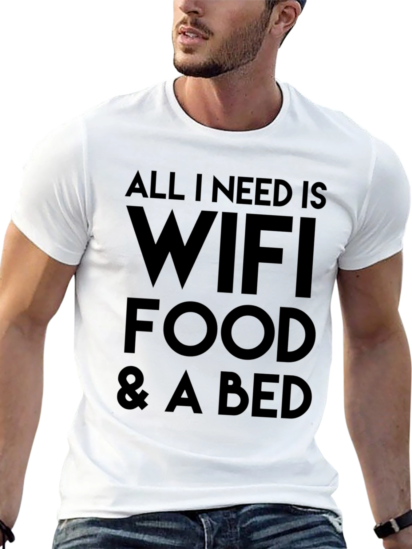 Wifi Food & Bed T-Shirt - Funny Novelty Tee
