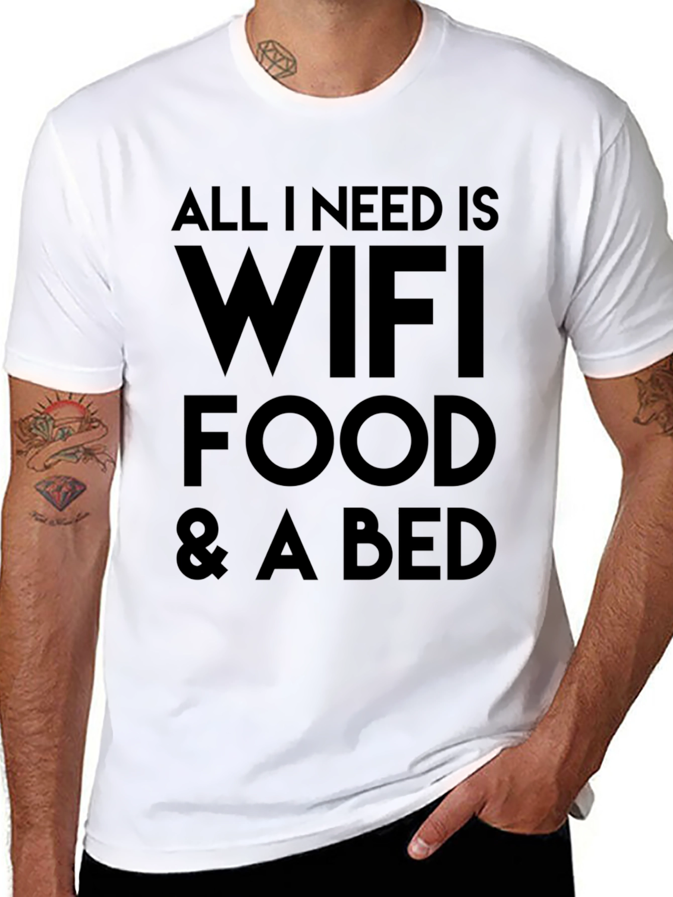 Wifi Food & Bed T-Shirt - Funny Novelty Tee