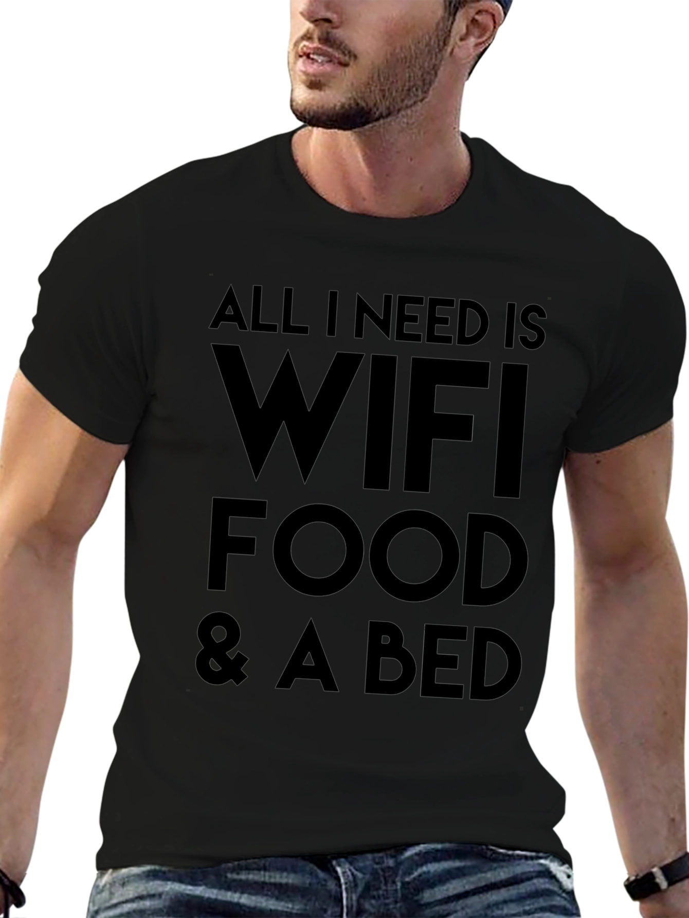 Wifi Food & Bed T-Shirt - Funny Novelty Tee
