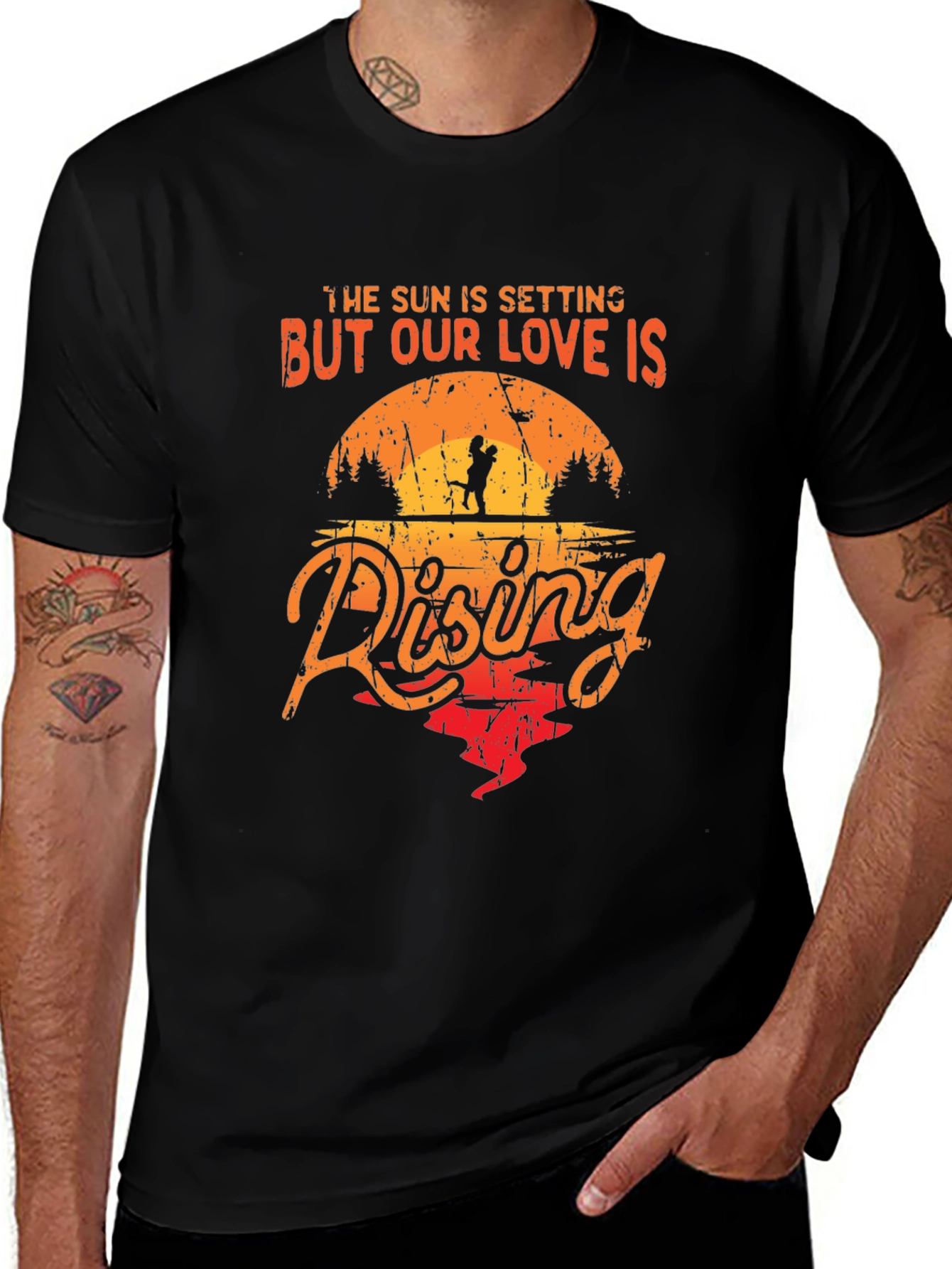 Romantic Sunset Couple Graphic Tee