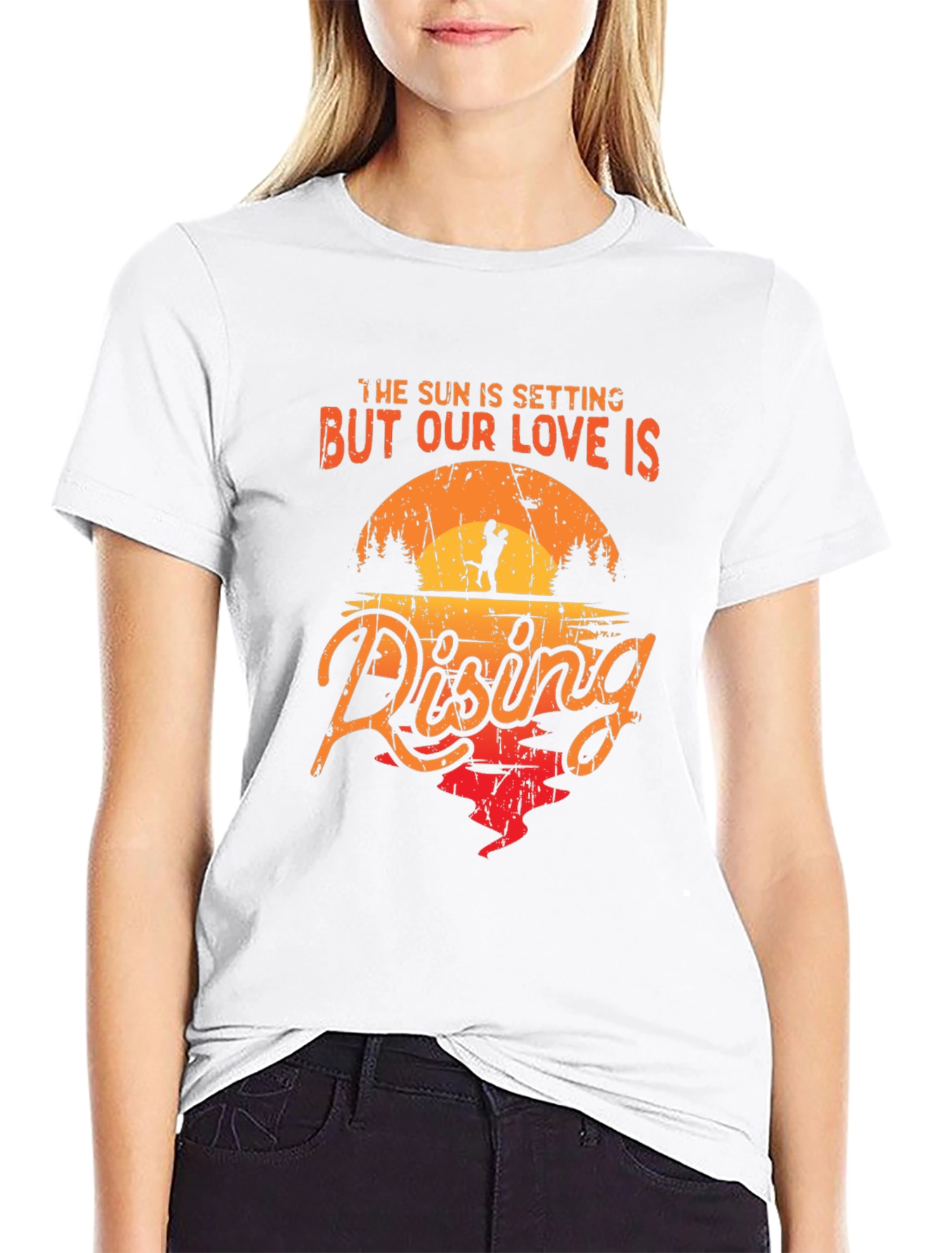 Romantic Sunset Couple Graphic Tee