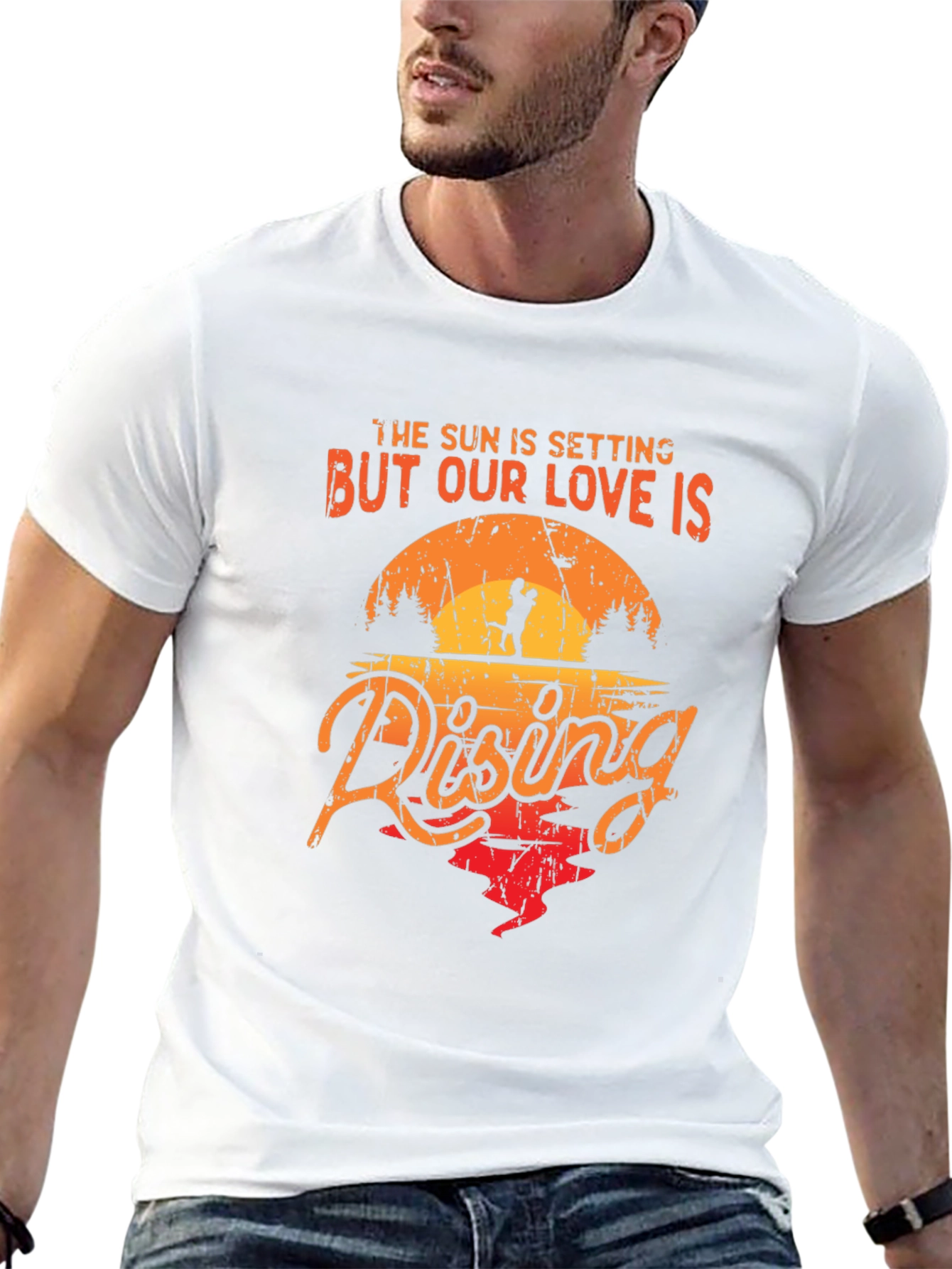 Romantic Sunset Couple Graphic Tee