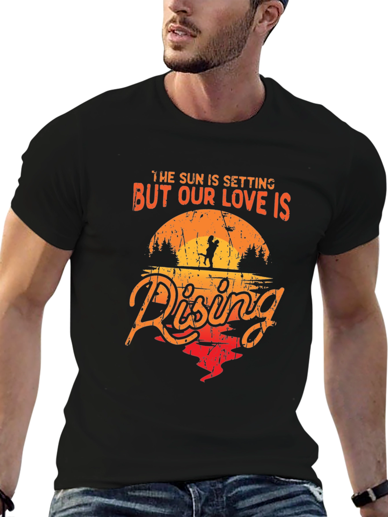Romantic Sunset Couple Graphic Tee