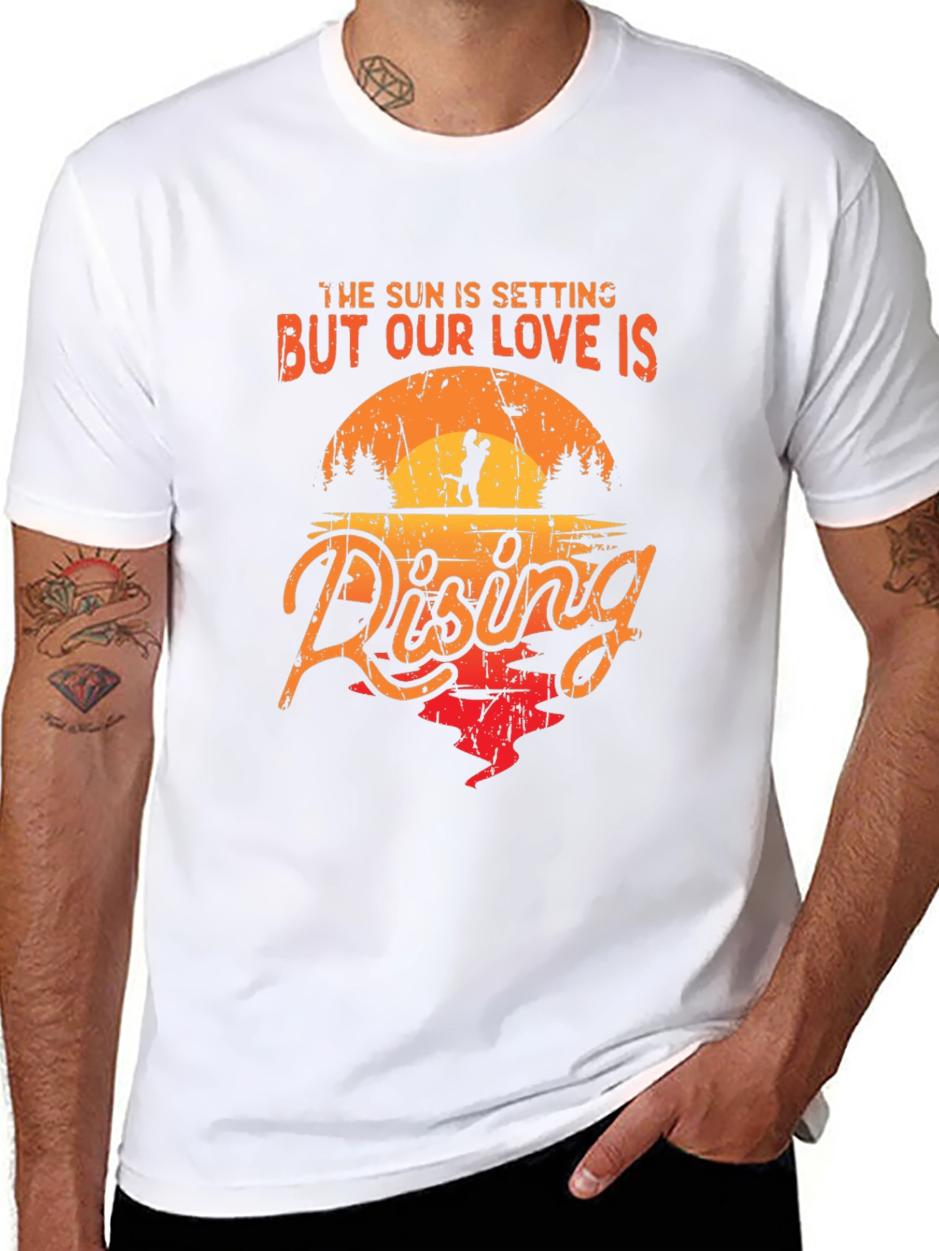Romantic Sunset Couple Graphic Tee