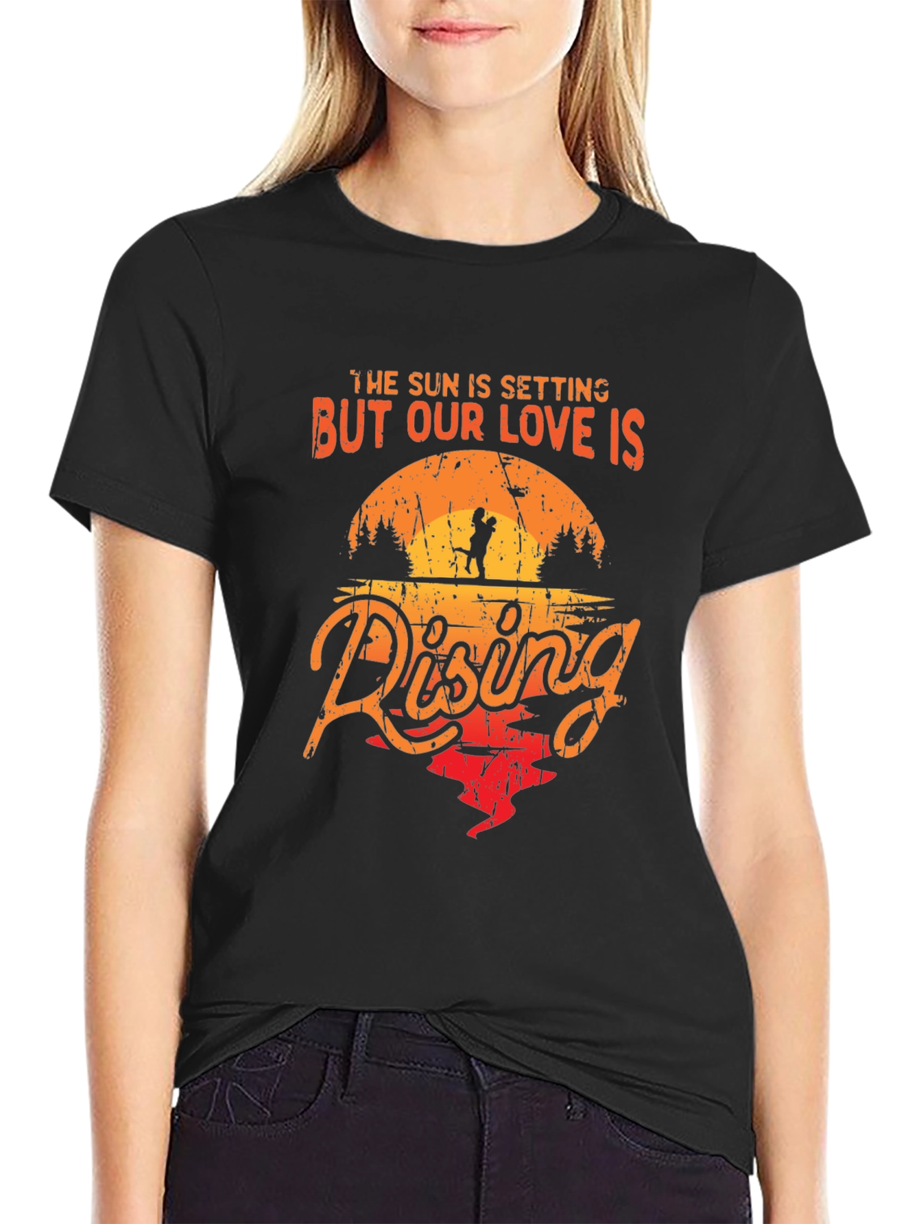 Romantic Sunset Couple Graphic Tee
