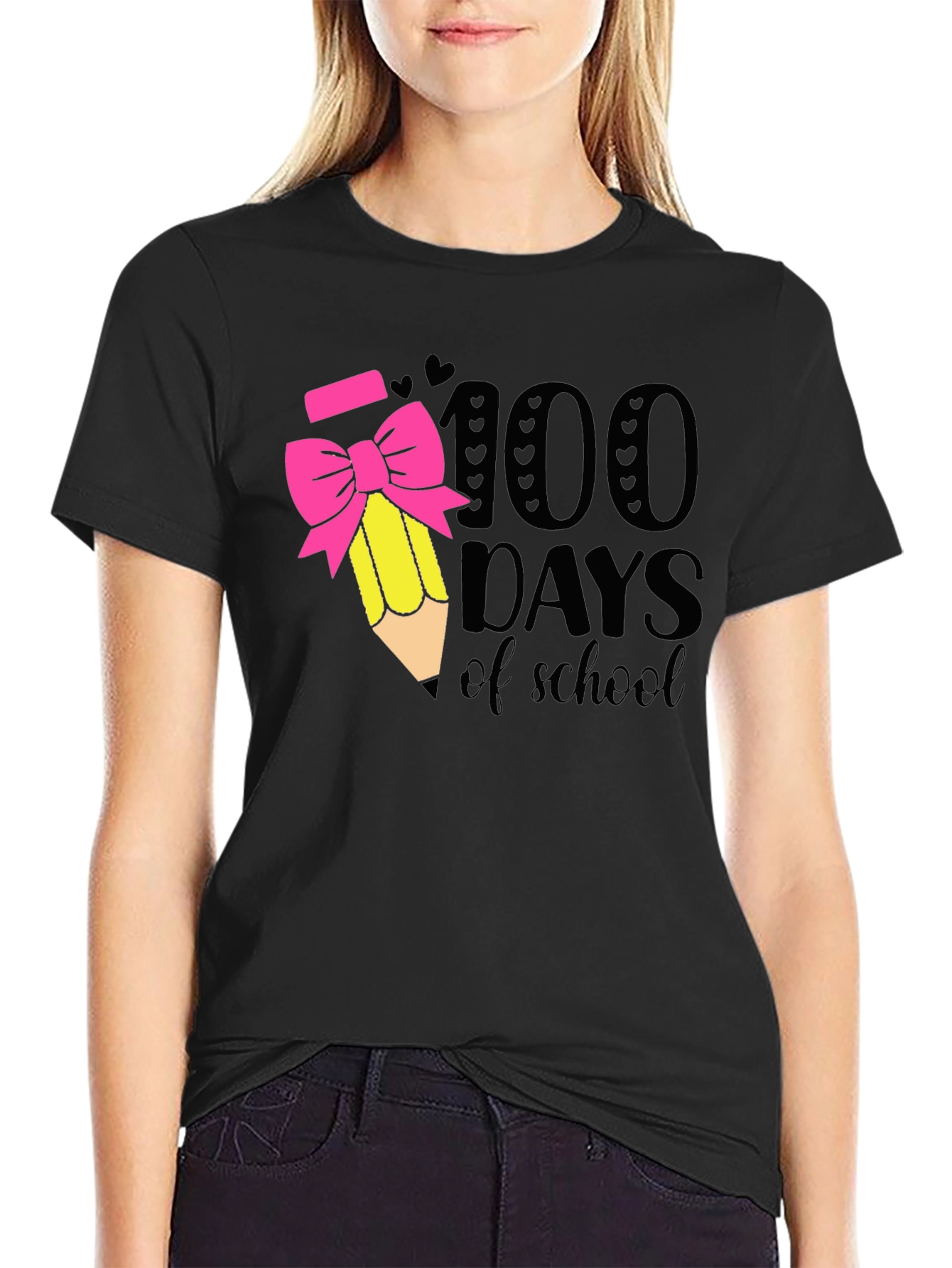 100 Days of School T-Shirt Pencil Bow Tee