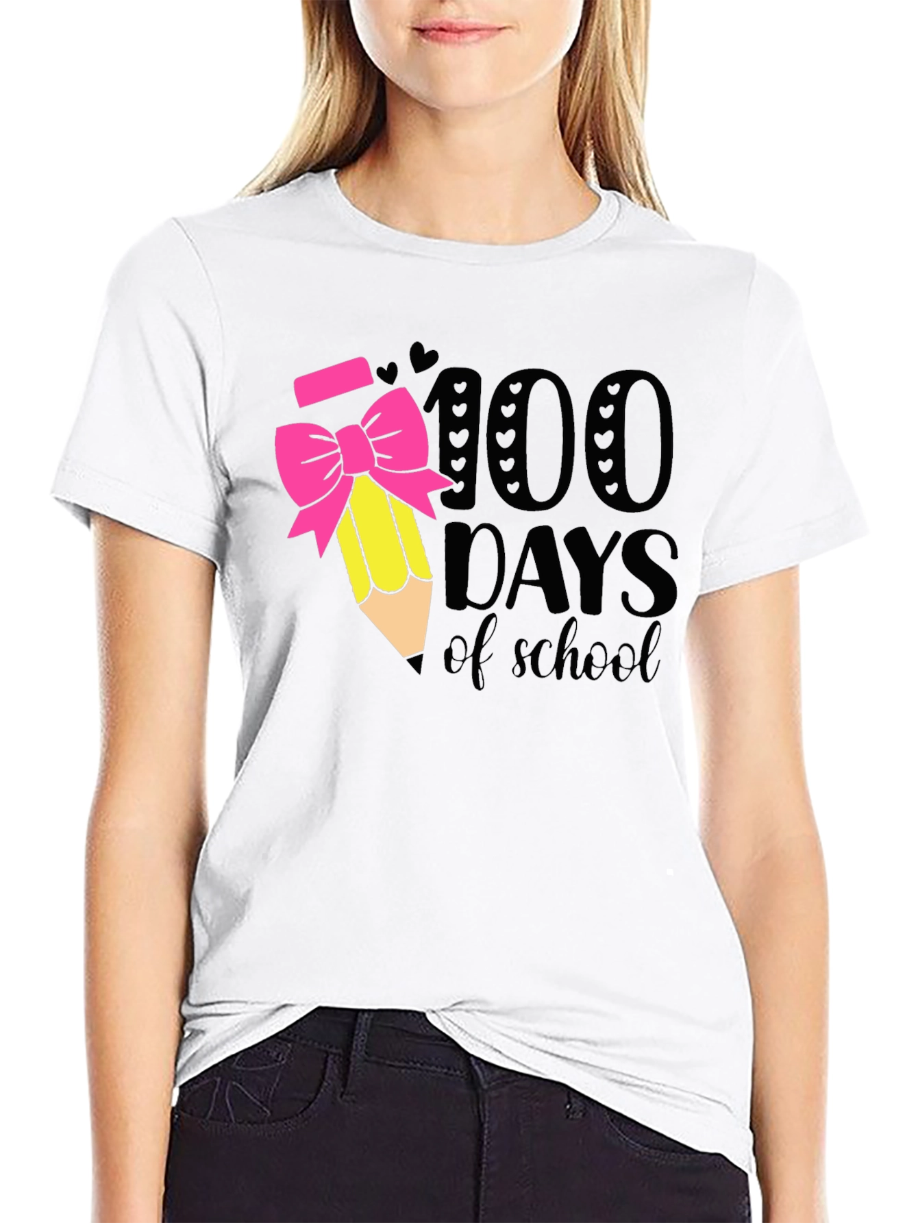100 Days of School T-Shirt Pencil Bow Tee
