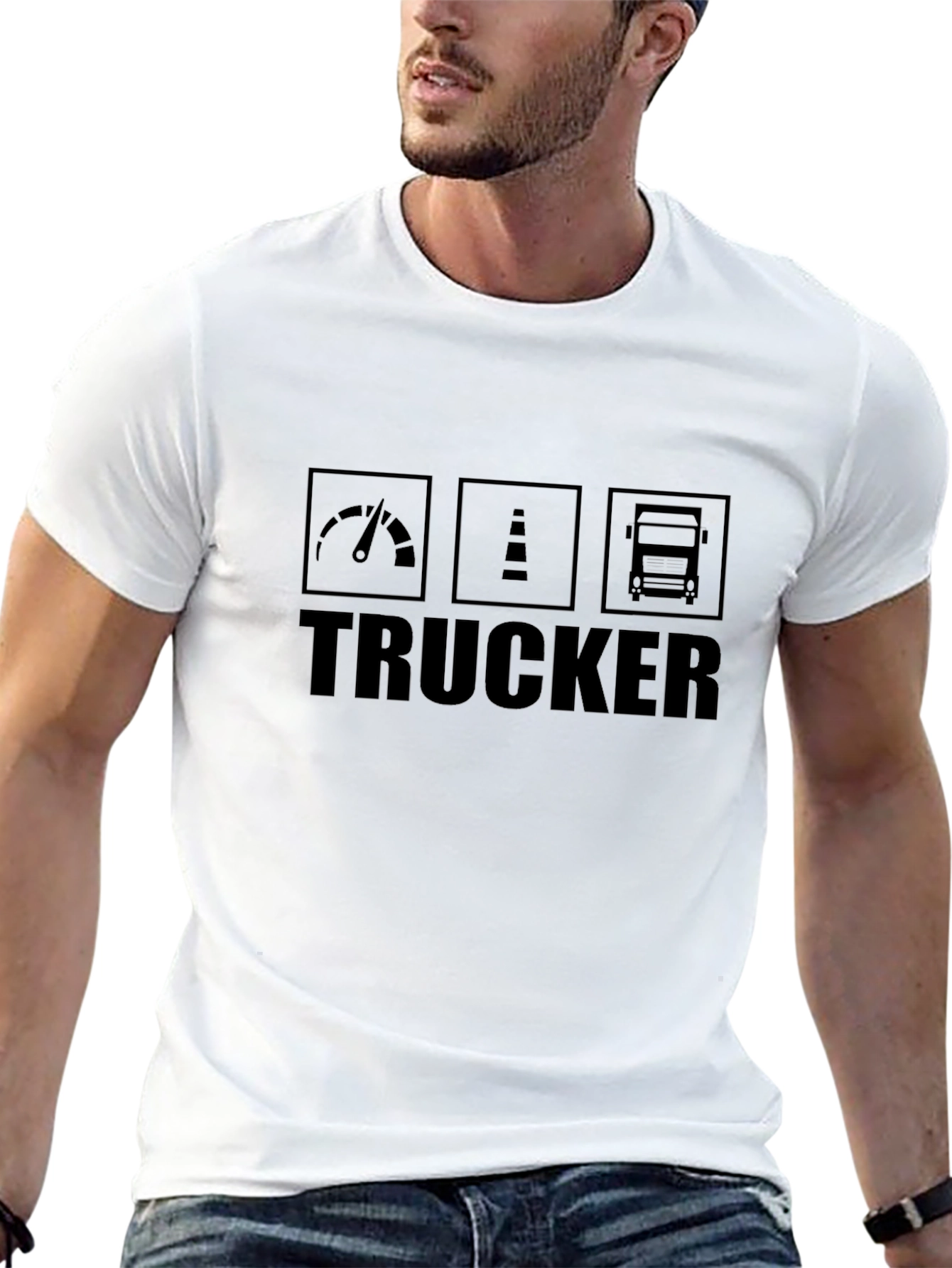Trucker Tee - Black Graphic T-Shirt for Men