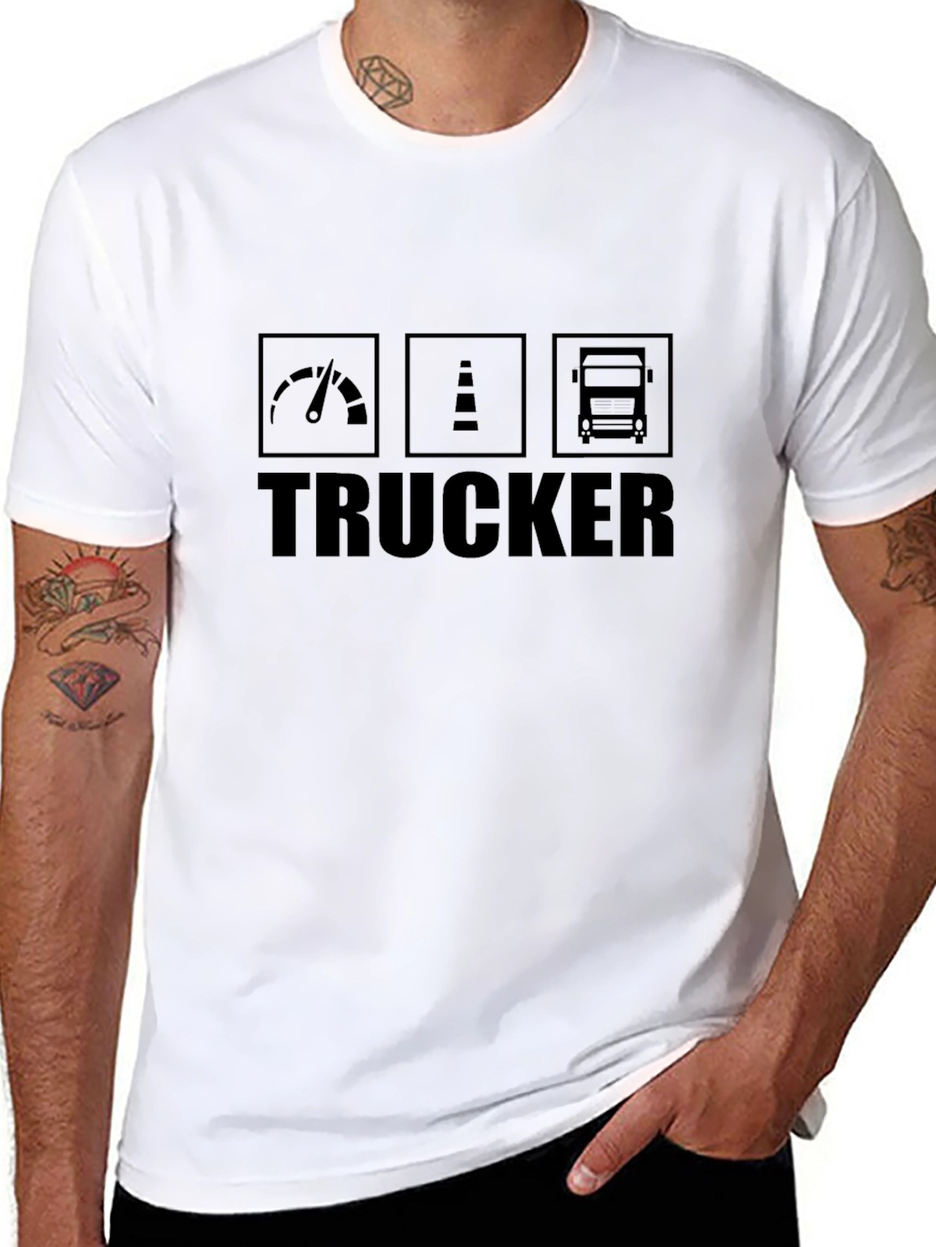 Trucker Tee - Black Graphic T-Shirt for Men