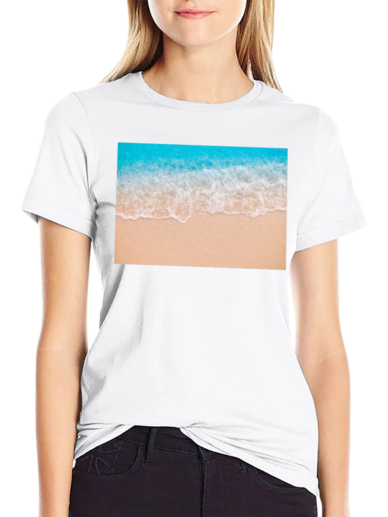Beach Wave Graphic Black T-Shirt