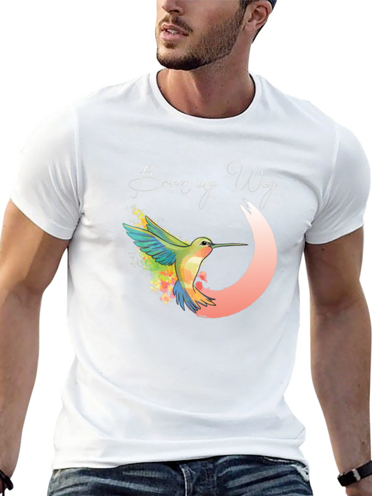 Born My Way T-Shirt - Watercolor Hummingbird Tee