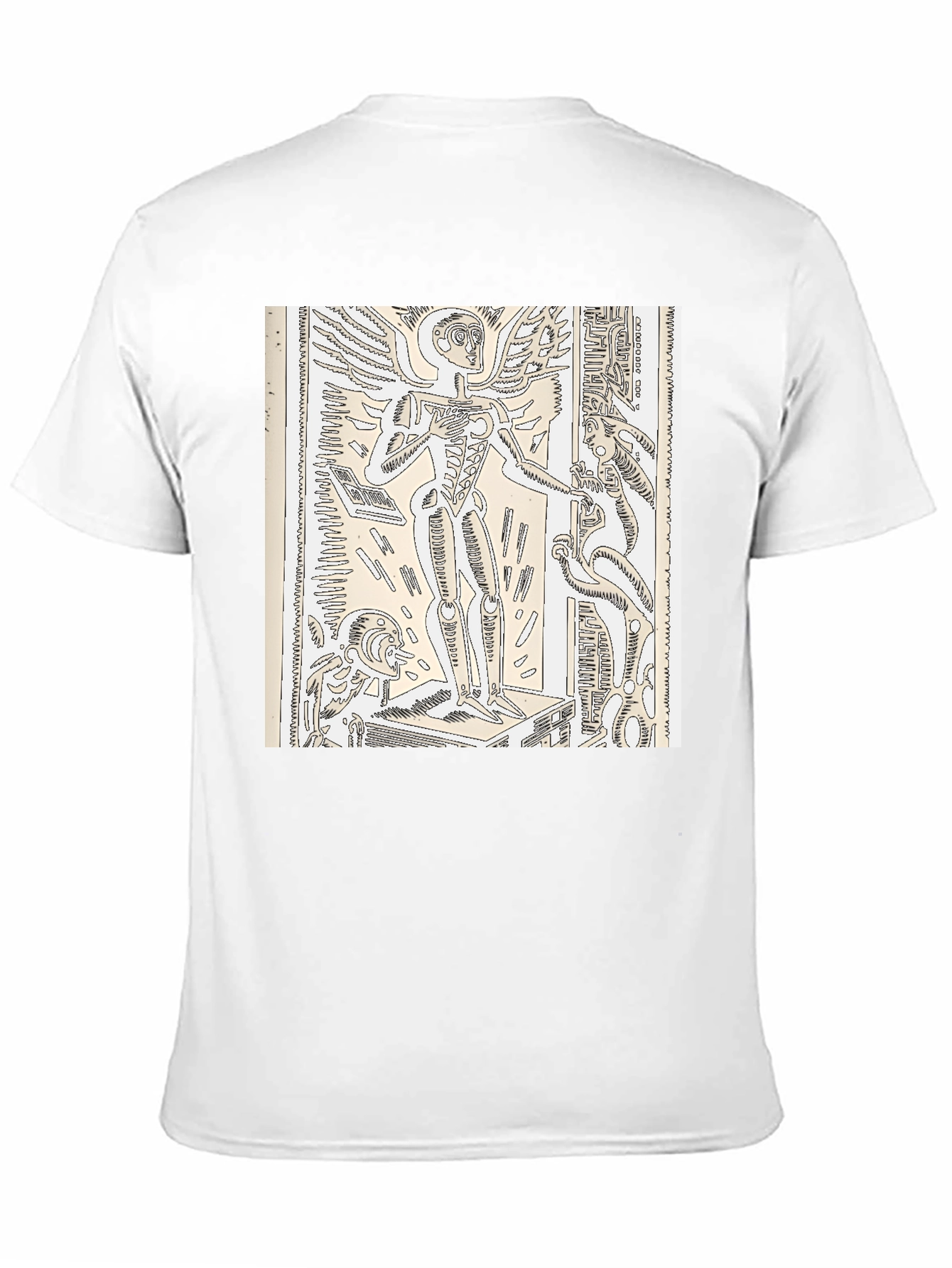 Unique Graphic Tee - Winged Skeleton Design