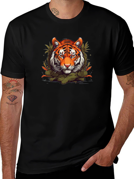 Tiger Graphic Print Black T-Shirt