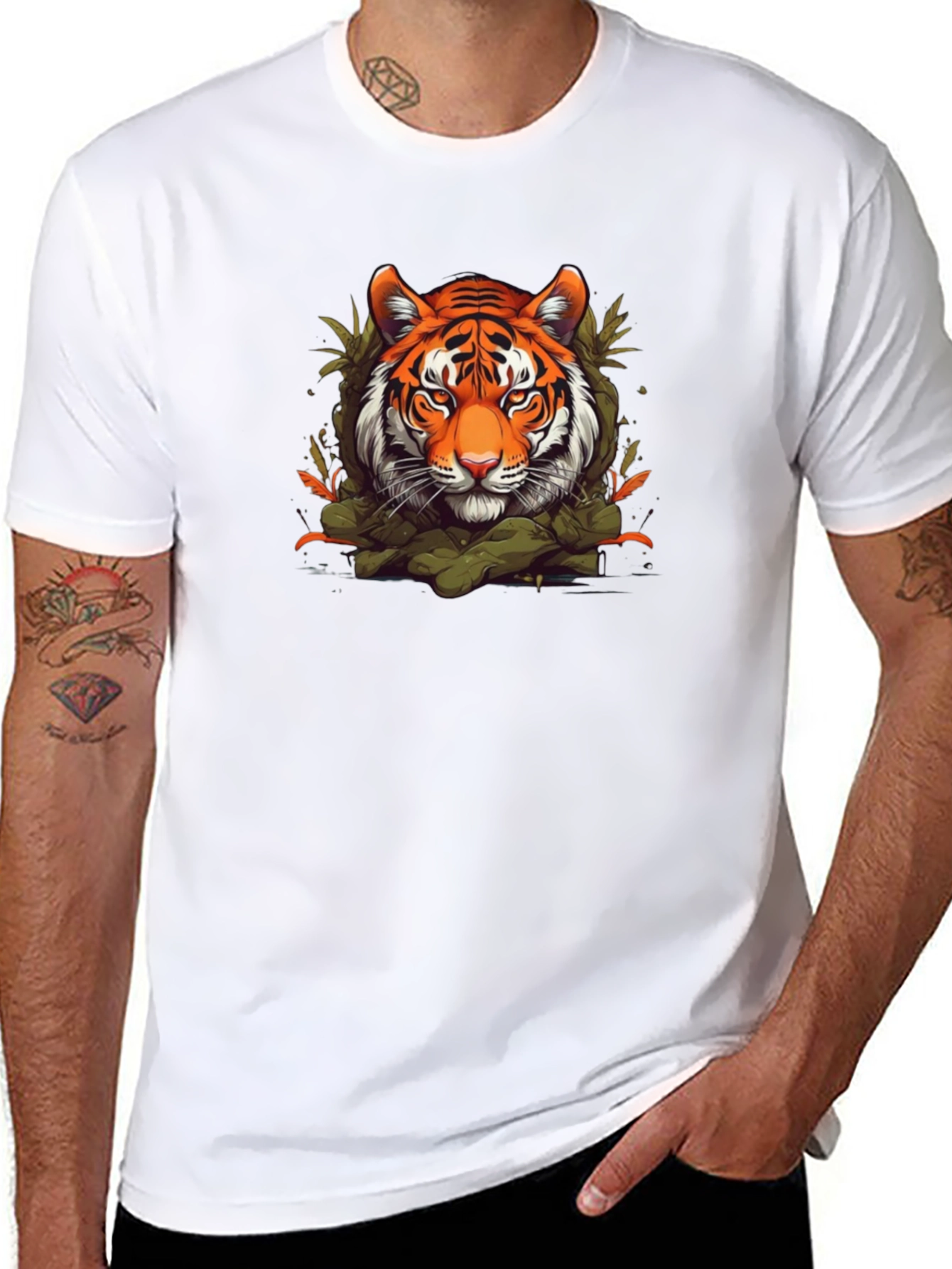 Tiger Graphic Print Black T-Shirt