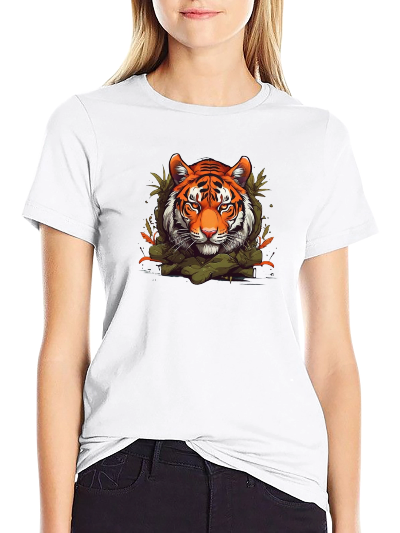 Tiger Graphic Print Black T-Shirt