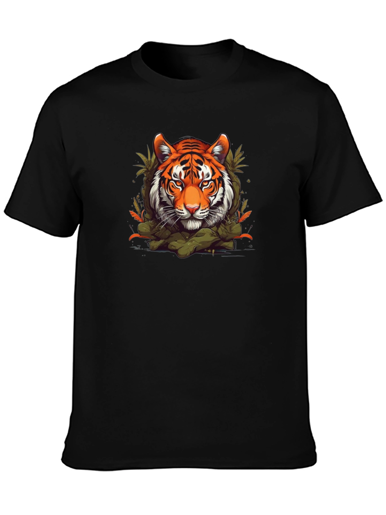 Tiger Graphic Print Black T-Shirt