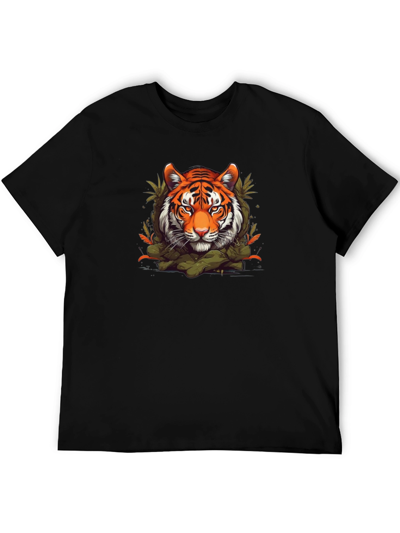 Tiger Graphic Print Black T-Shirt