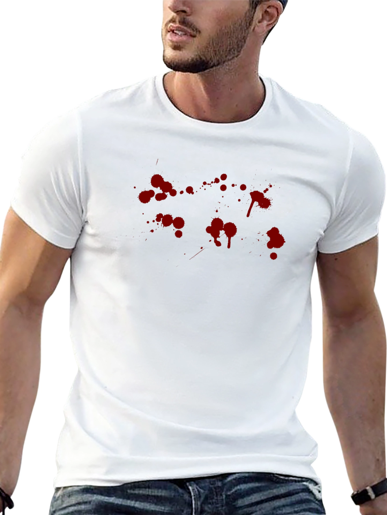 Blood Splatter Graphic Print Black T-Shirt