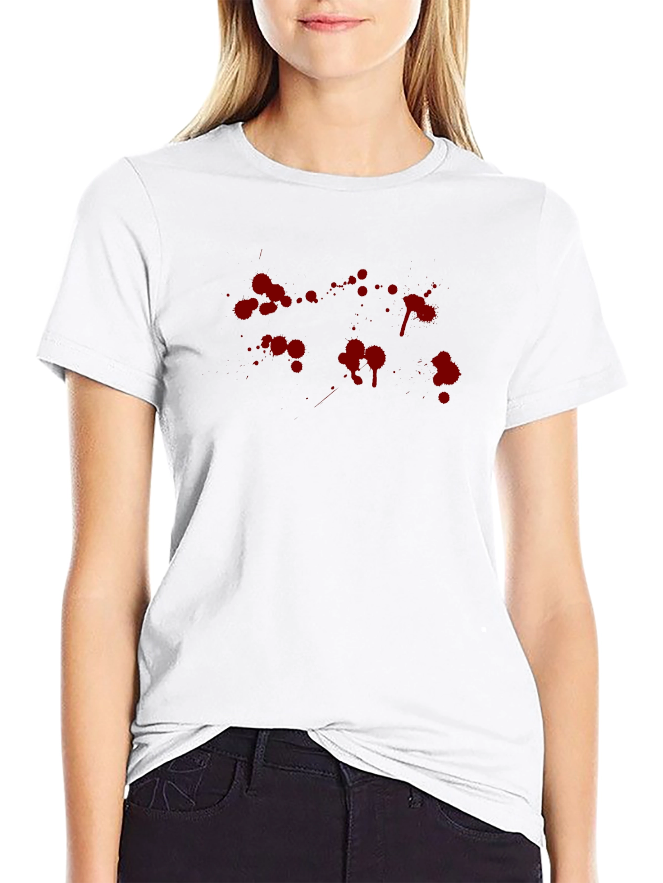 Blood Splatter Graphic Print Black T-Shirt