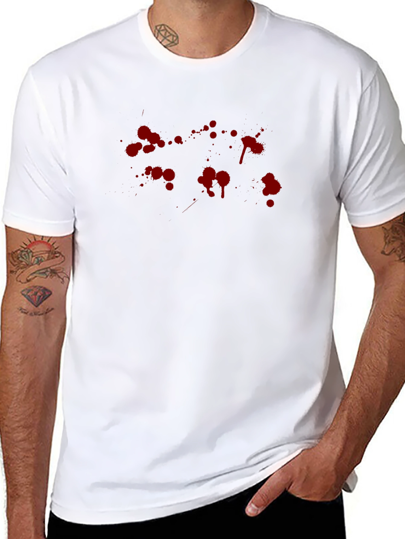 Blood Splatter Graphic Print Black T-Shirt