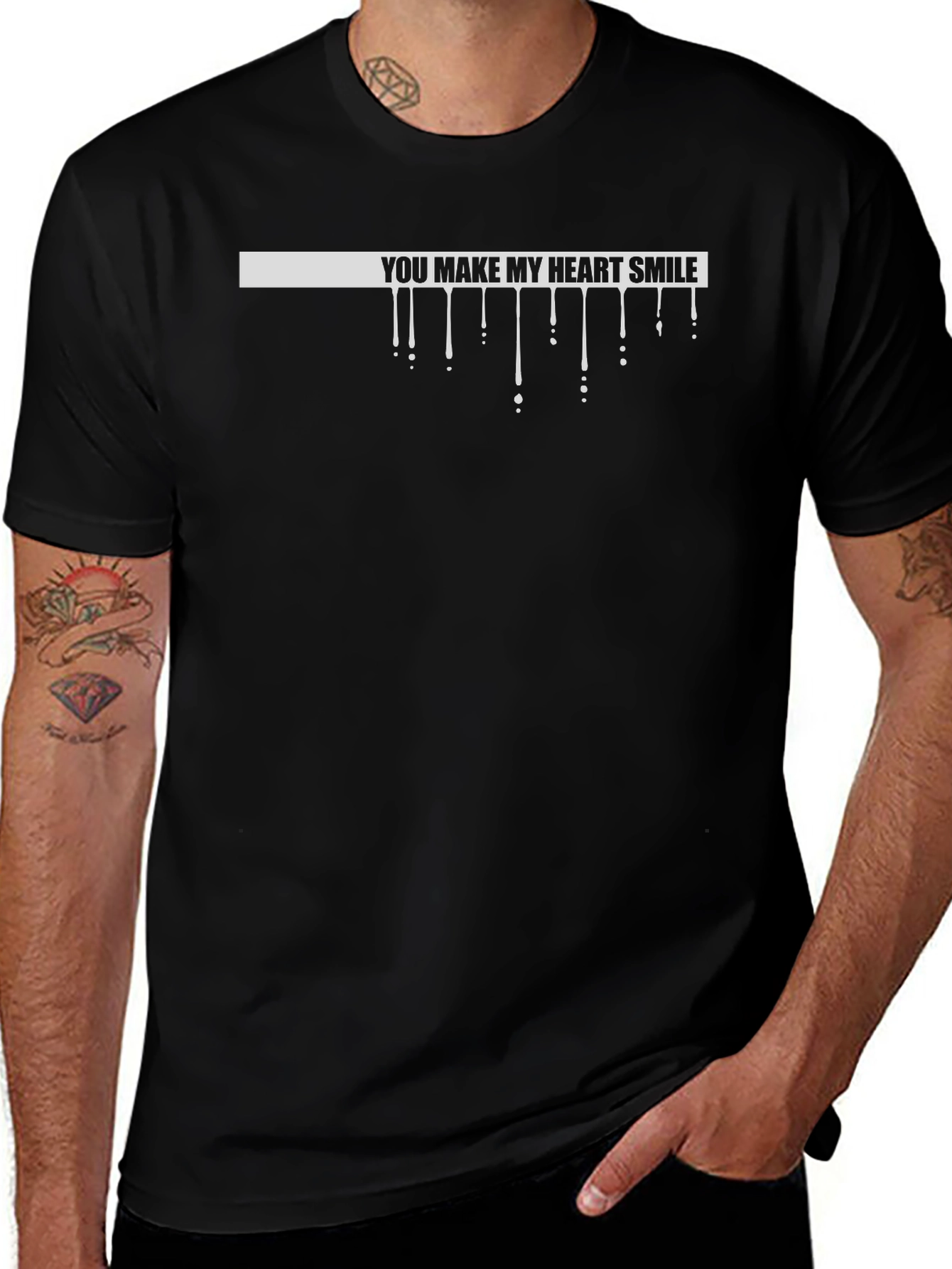 You Make My Heart Smile Graphic Black T-Shirt