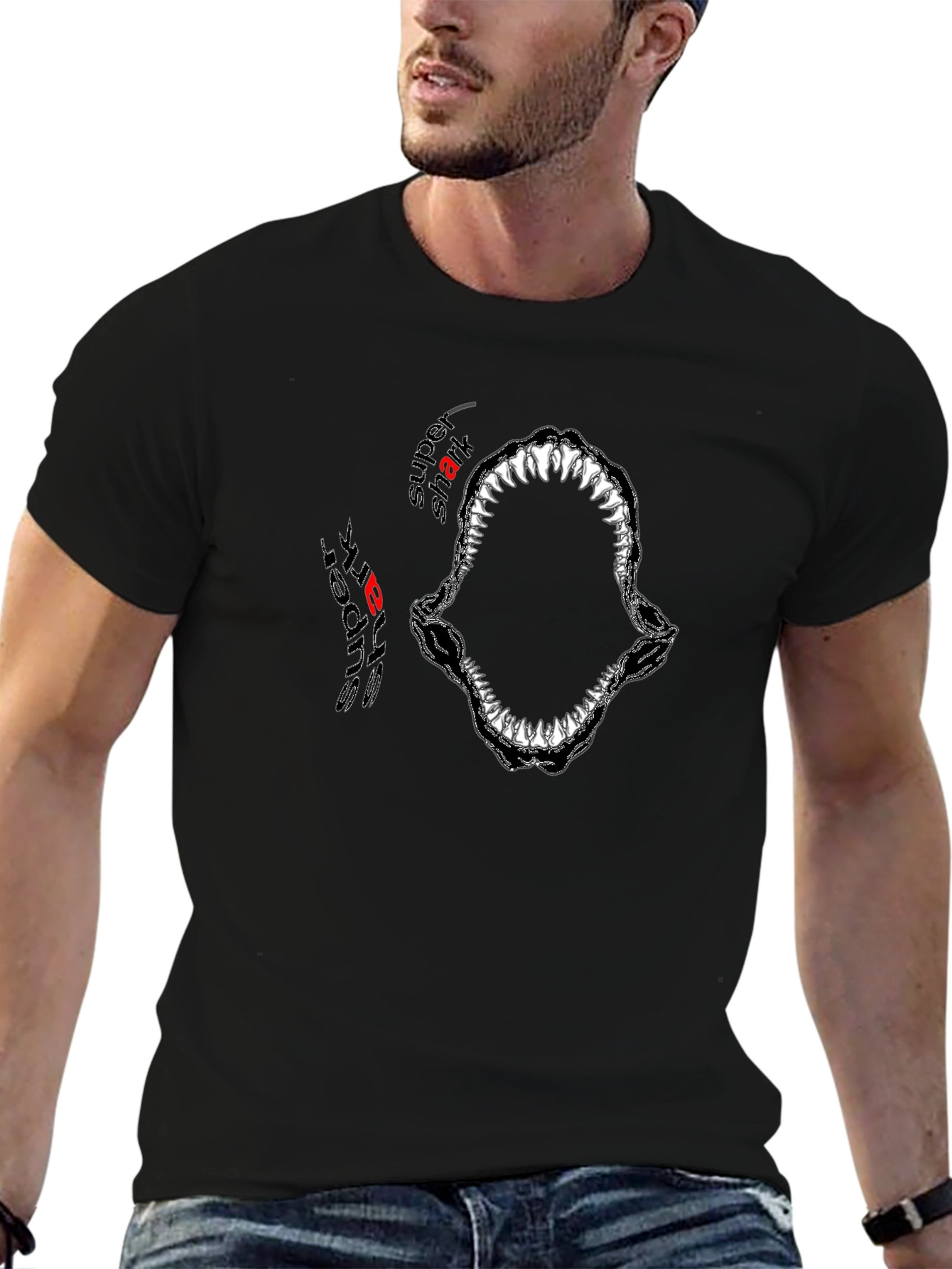 Super Shark Bite Graphic Tee - Black