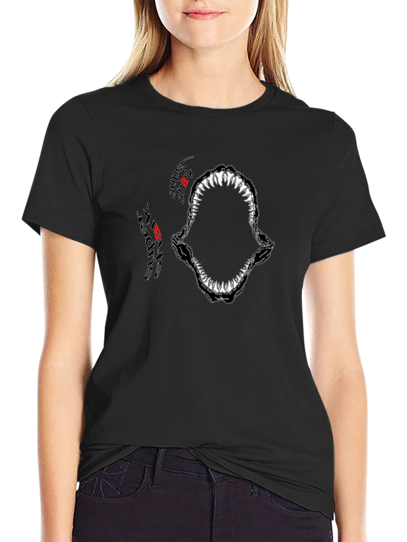 Super Shark Bite Graphic Tee - Black