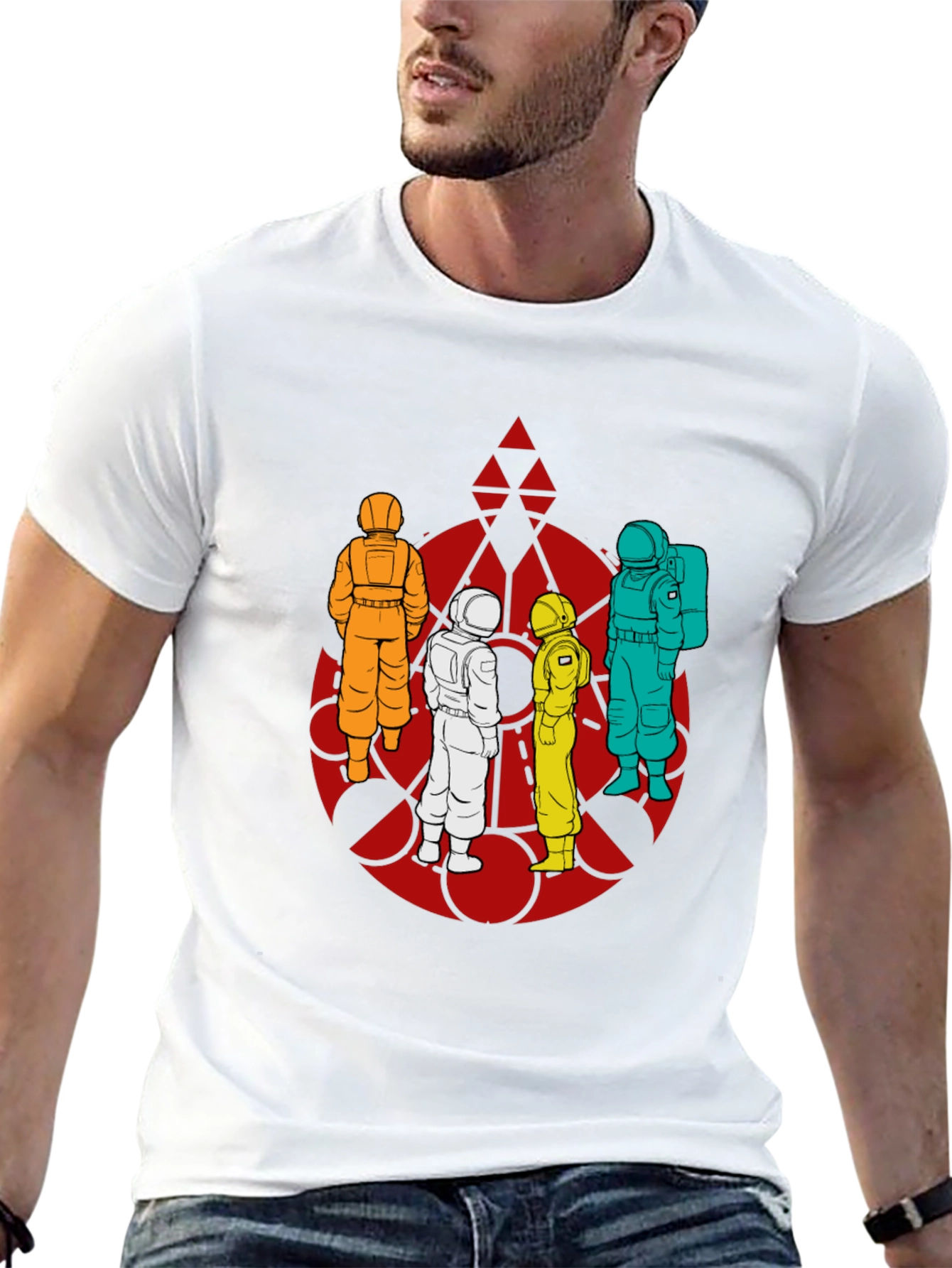 Astronaut Crew Graphic Tee - Black Cotton T-Shirt