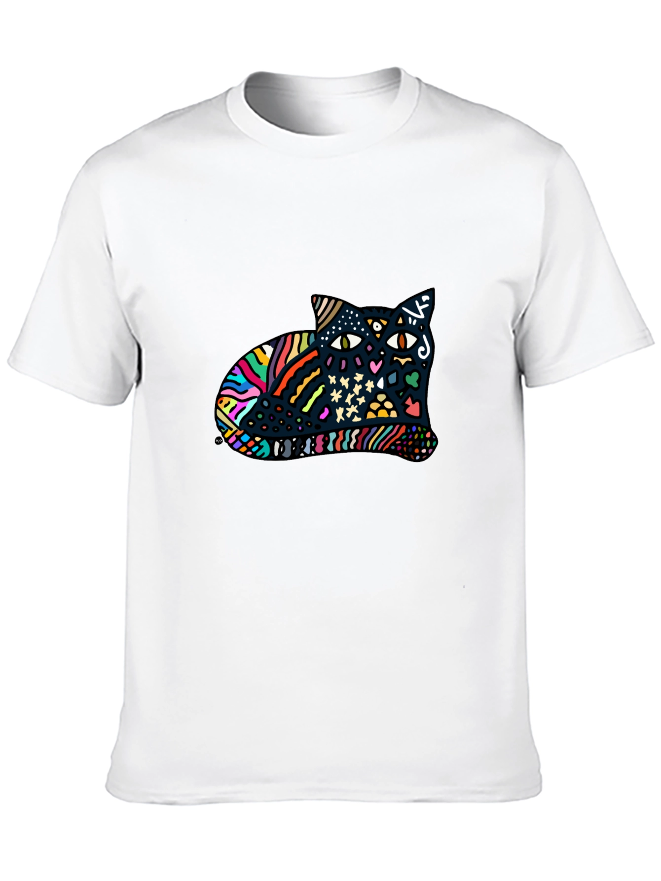Abstract Cat Graphic Tee - Mens Black T-Shirt
