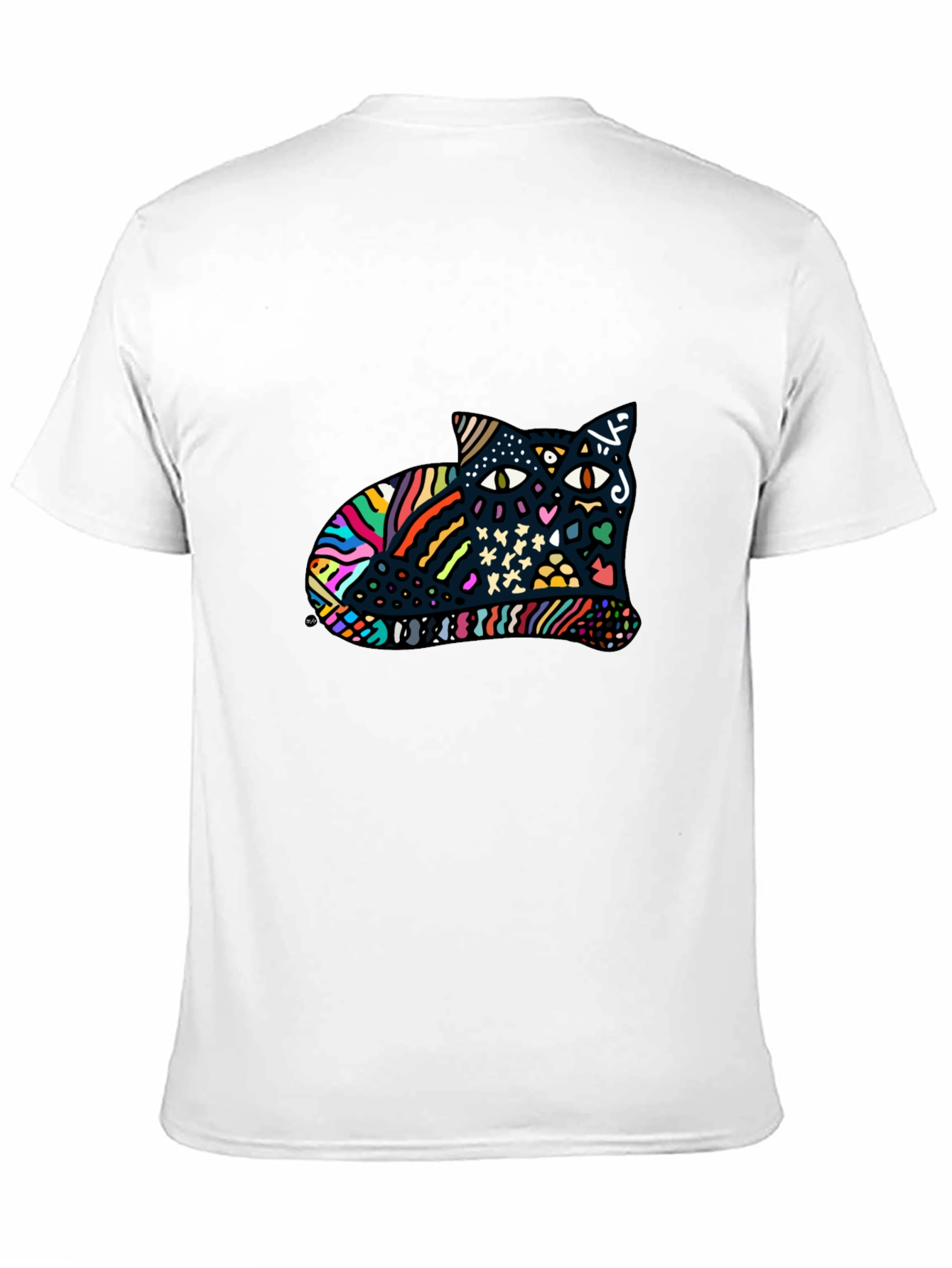 Abstract Cat Graphic Tee - Mens Black T-Shirt