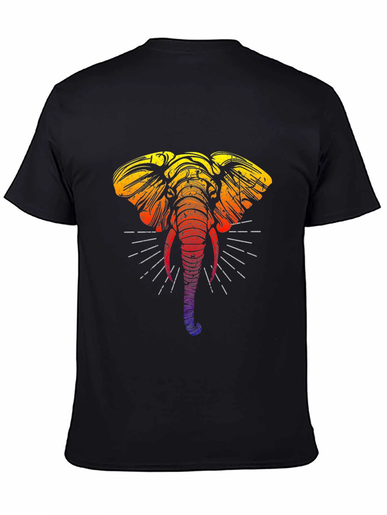 Rainbow Elephant Graphic Tee - Stylish Black T-Shirt