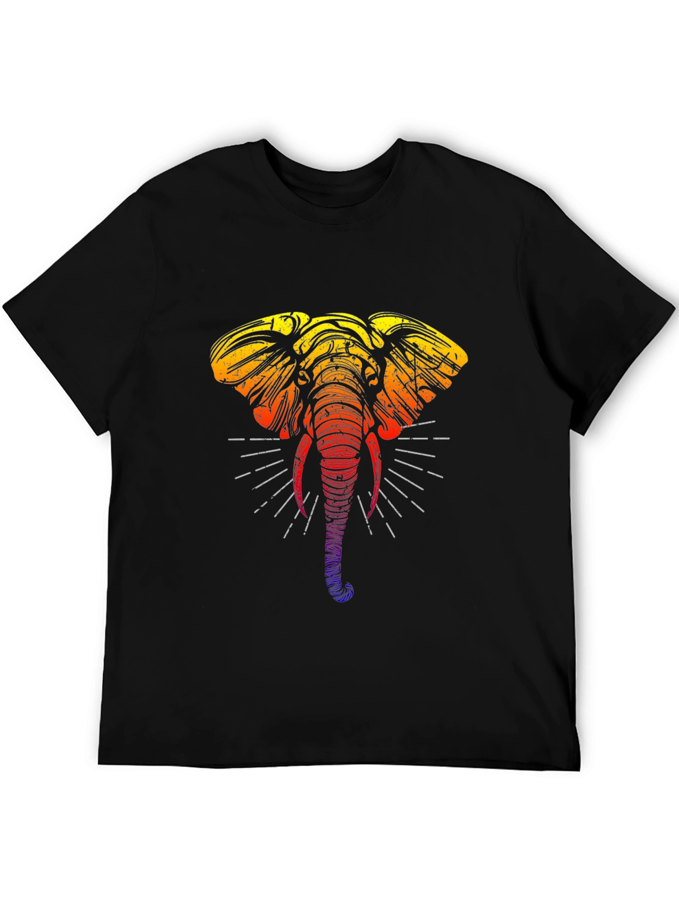 Rainbow Elephant Graphic Tee - Stylish Black T-Shirt